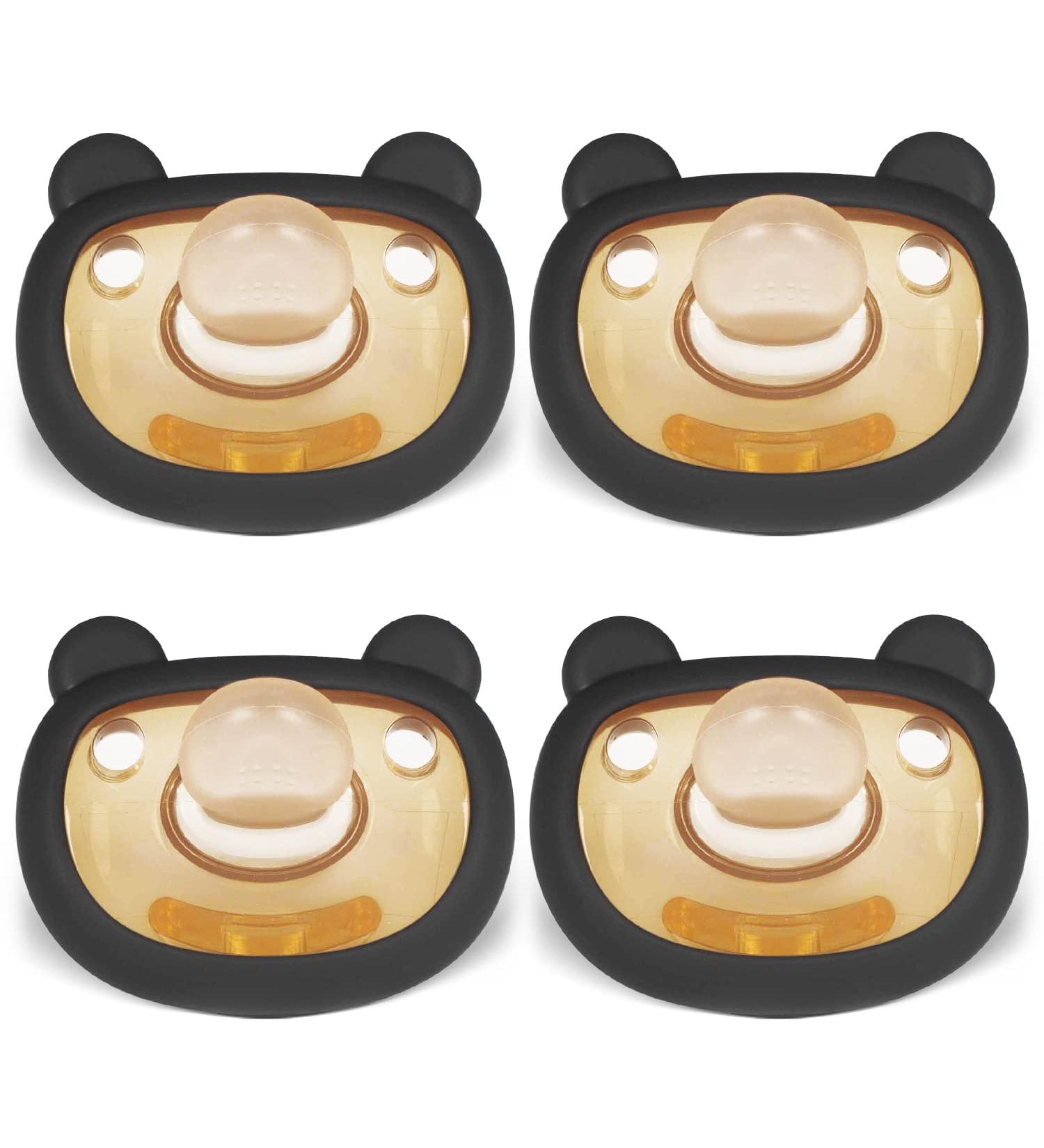 HEORSHE Baby Pacifier - Orthodontic Silicone Pacifier 6-18 Months (Bear, Black) - BPA-Free - 4 Pack - Buy Online on GoSupps.com