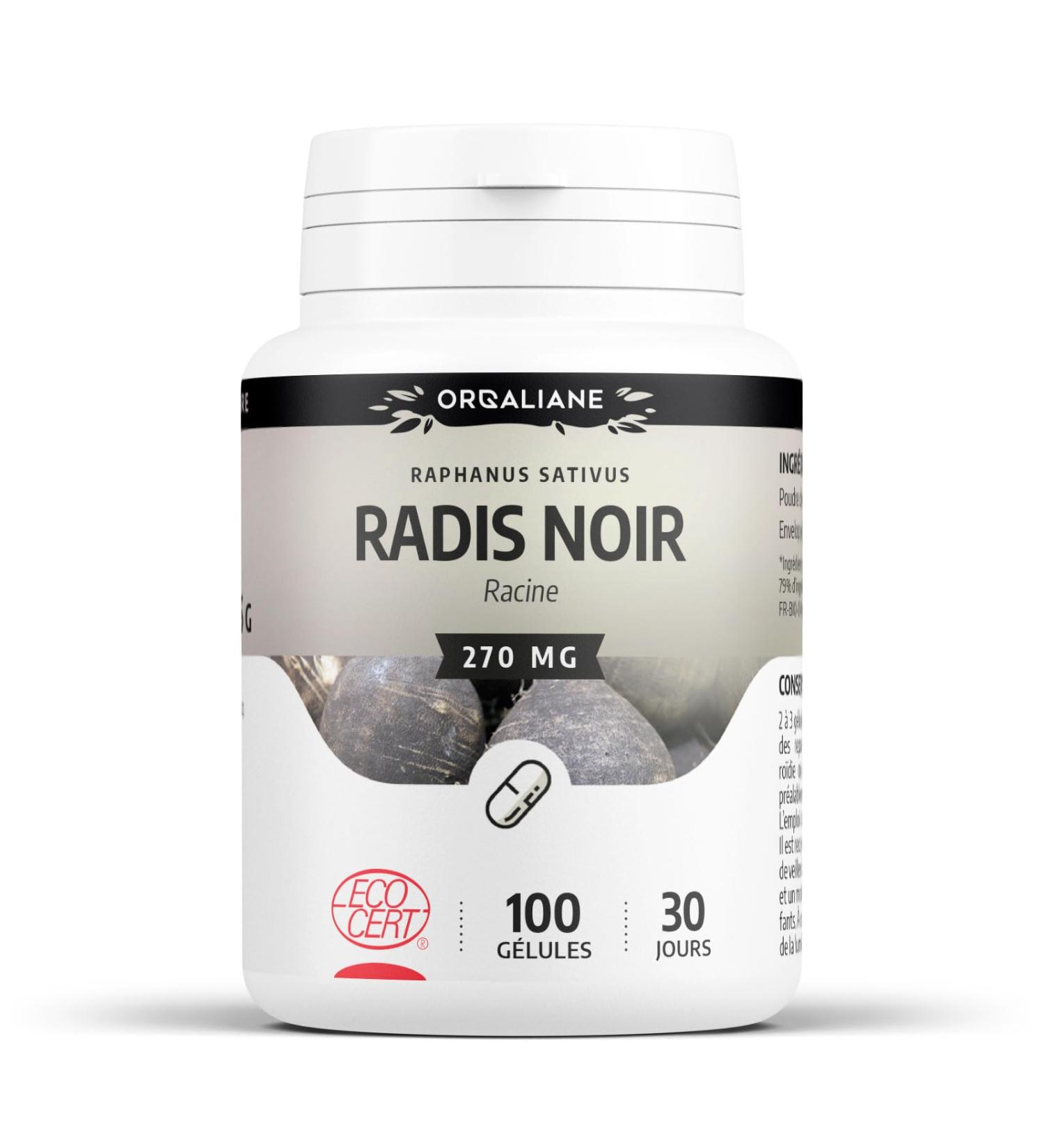 Organic Black Radish 270 mg - 100 capsules - Ecocert Certified - Orgaliane - Buy Online on GoSupps.com