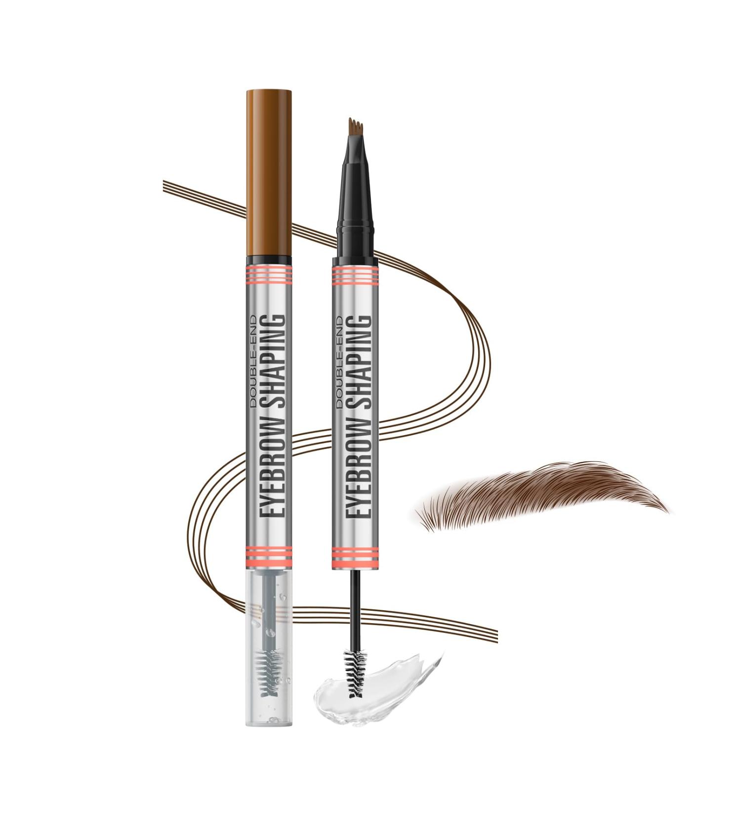 2-In-1 Double-End Eyebrow Shaping Pen & Gel - Waterproof Long-Lasting Light Brown Brow Makeup - Buy Online on GoSupps.com