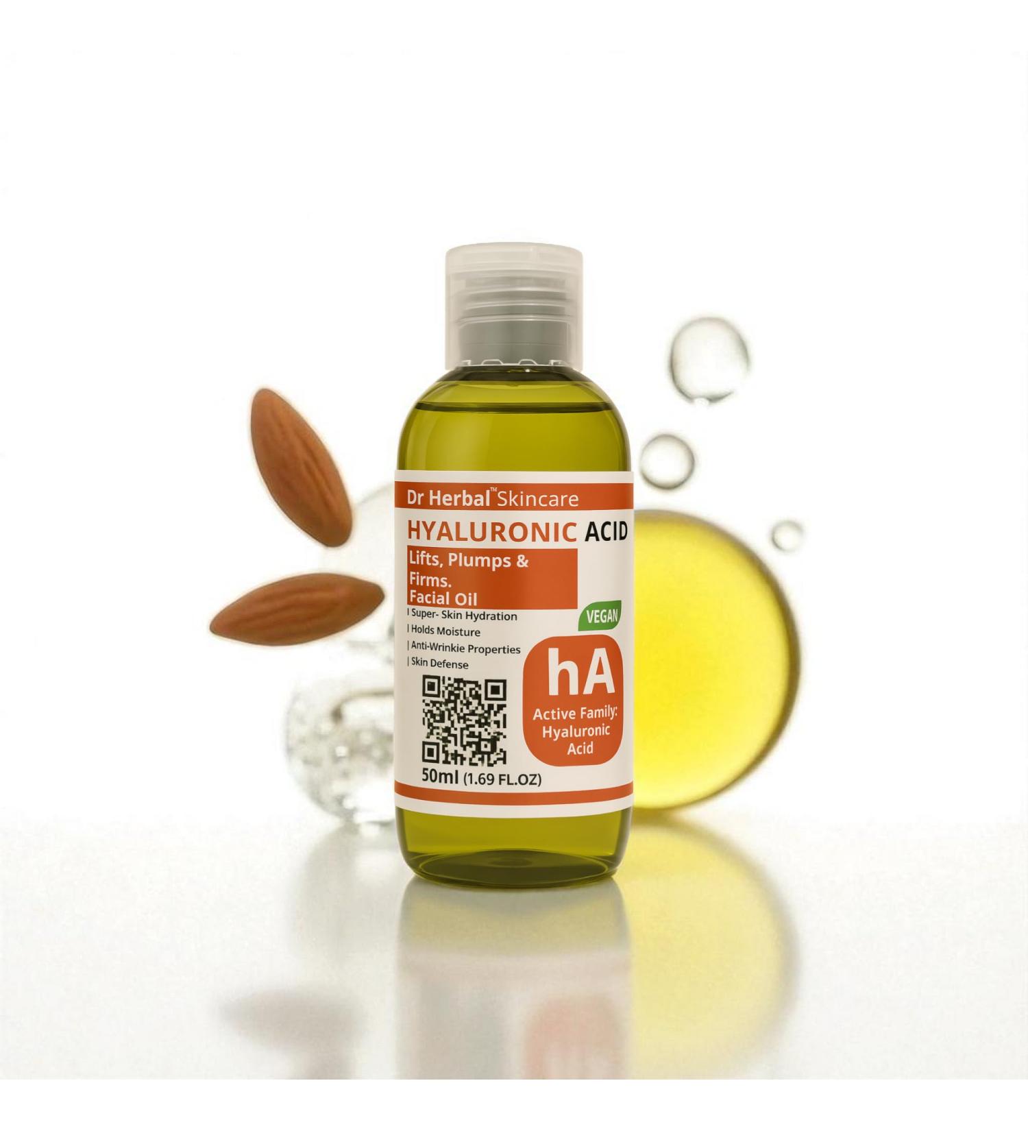 Dr Herbal Hyaluronic Acid Facial Oil 50ml hydrating facial serum with glycerin vitamin E and olive oil replenishes softens and supports youthful healthylooking skin - Buy Online on GoSupps.com