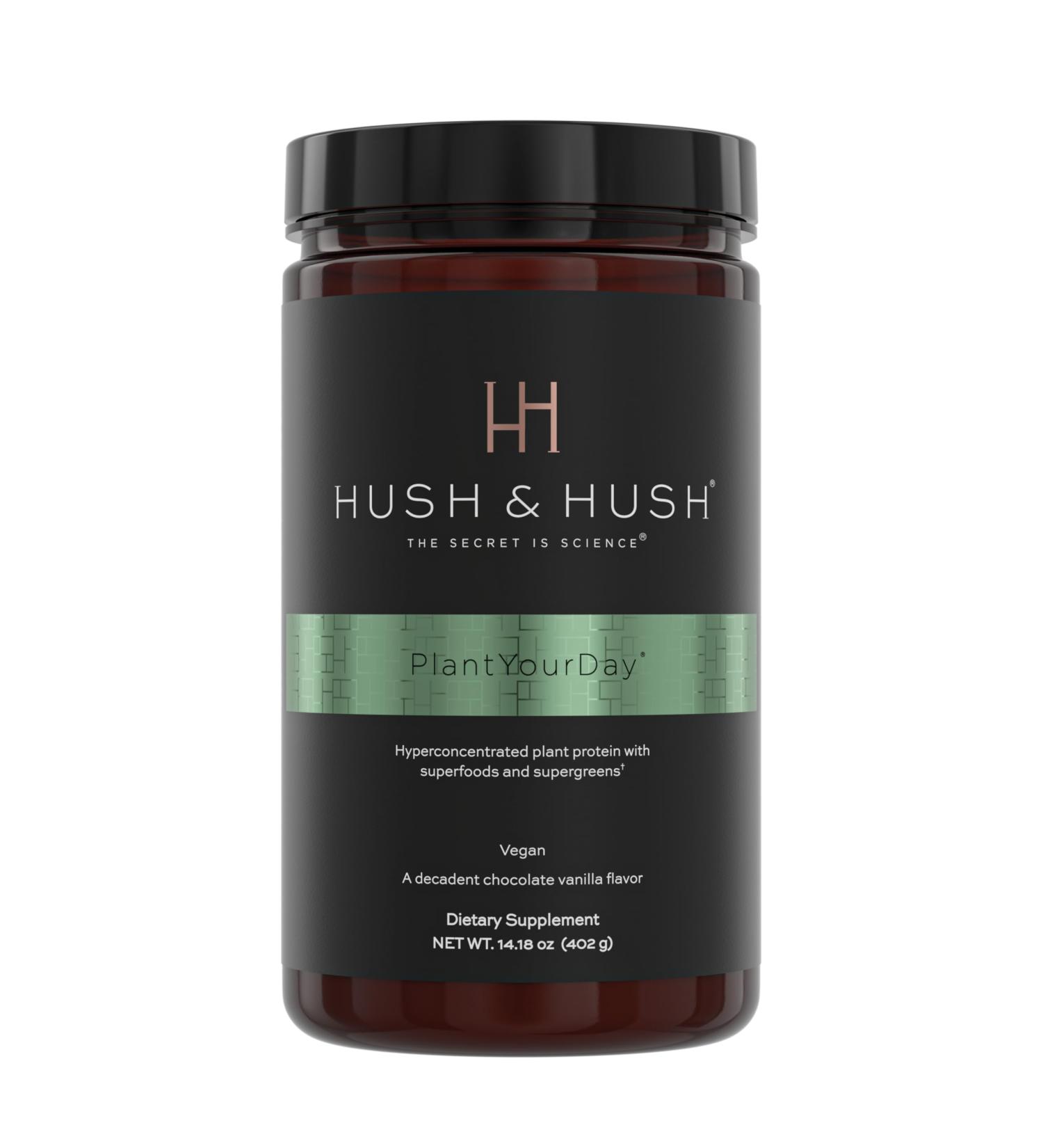 Buy Hush & Hush PlantYourDay Vegan Super Greens | Pea Protein Powder Broccoli Fiber Probiotics - Gluten Free Superfood 14.18 oz - Buy Online on GoSupps.com