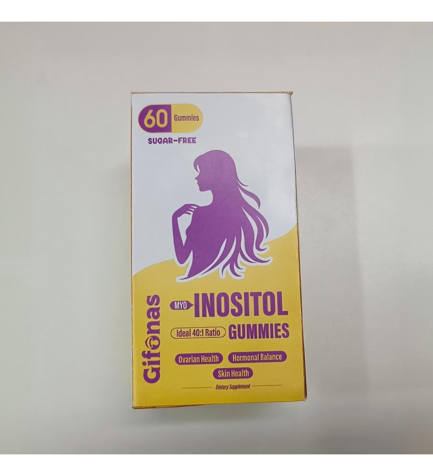 gifonas Myo-Inositol & D-Chiro Inositol Inositol Gummies with Vitamin D3 Omega-3 Magnesium Glycinate Folate & Zinc Inositol Supplement-30 Day Supply