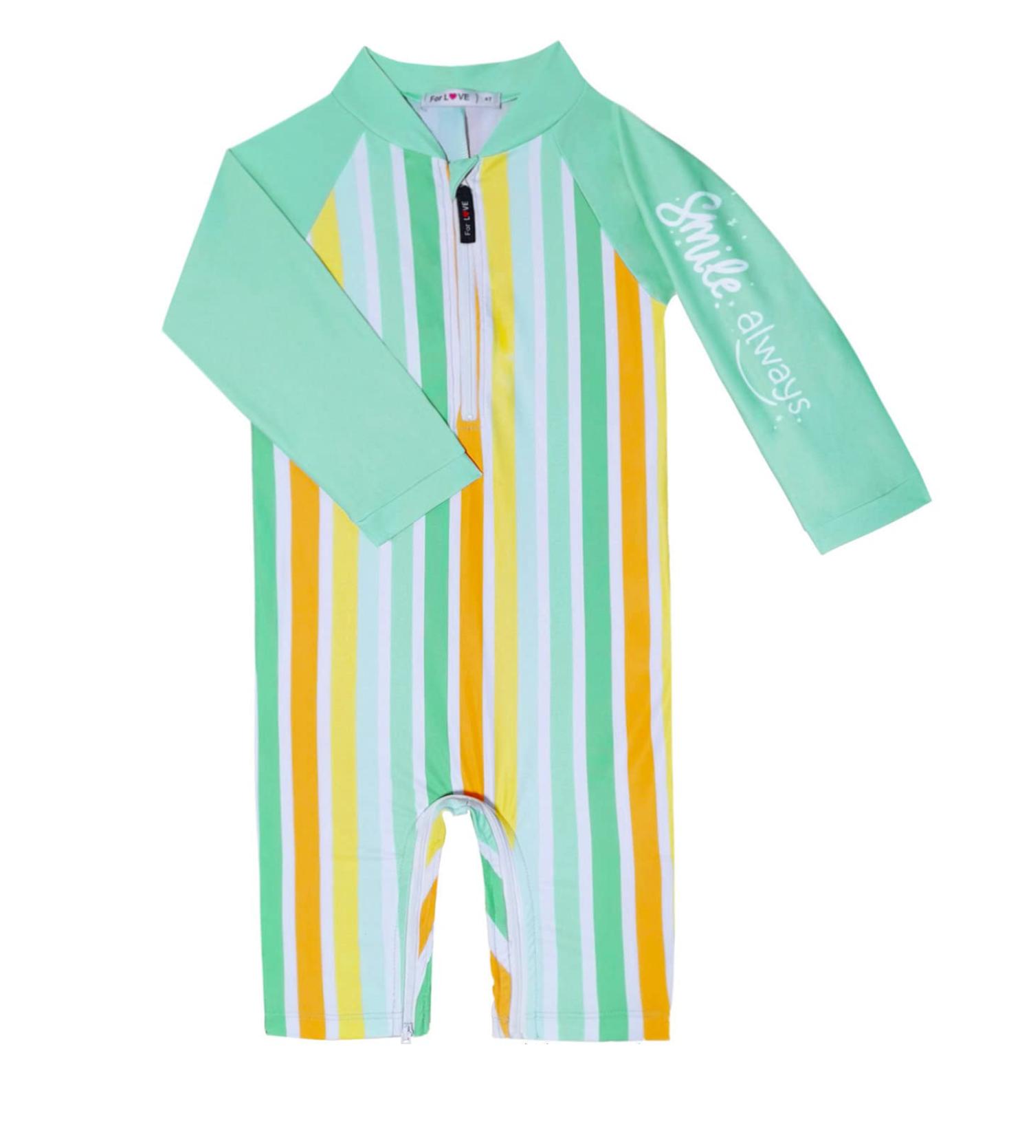 weVSwe Baby Toddler Boy Swimsuit UPF 50+ Sun Protection Rash Guard Swimwear - Green Rainbow (0-3 Years) - Buy Online on GoSupps.com