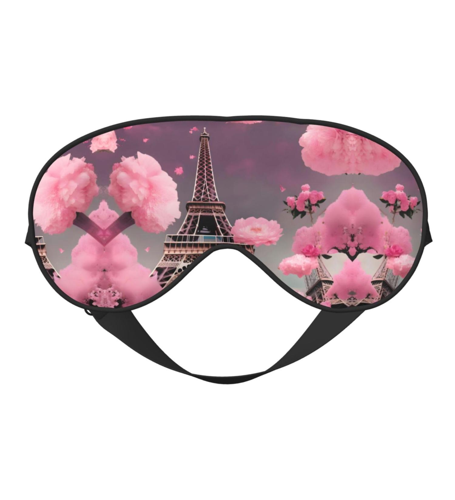 Paris Street Eiffel Tower Red Floral Print Unisex Sleep Mask | Double-Sided Eye Mask for Sound Sleep & Skin Care - Buy Online on GoSupps.com