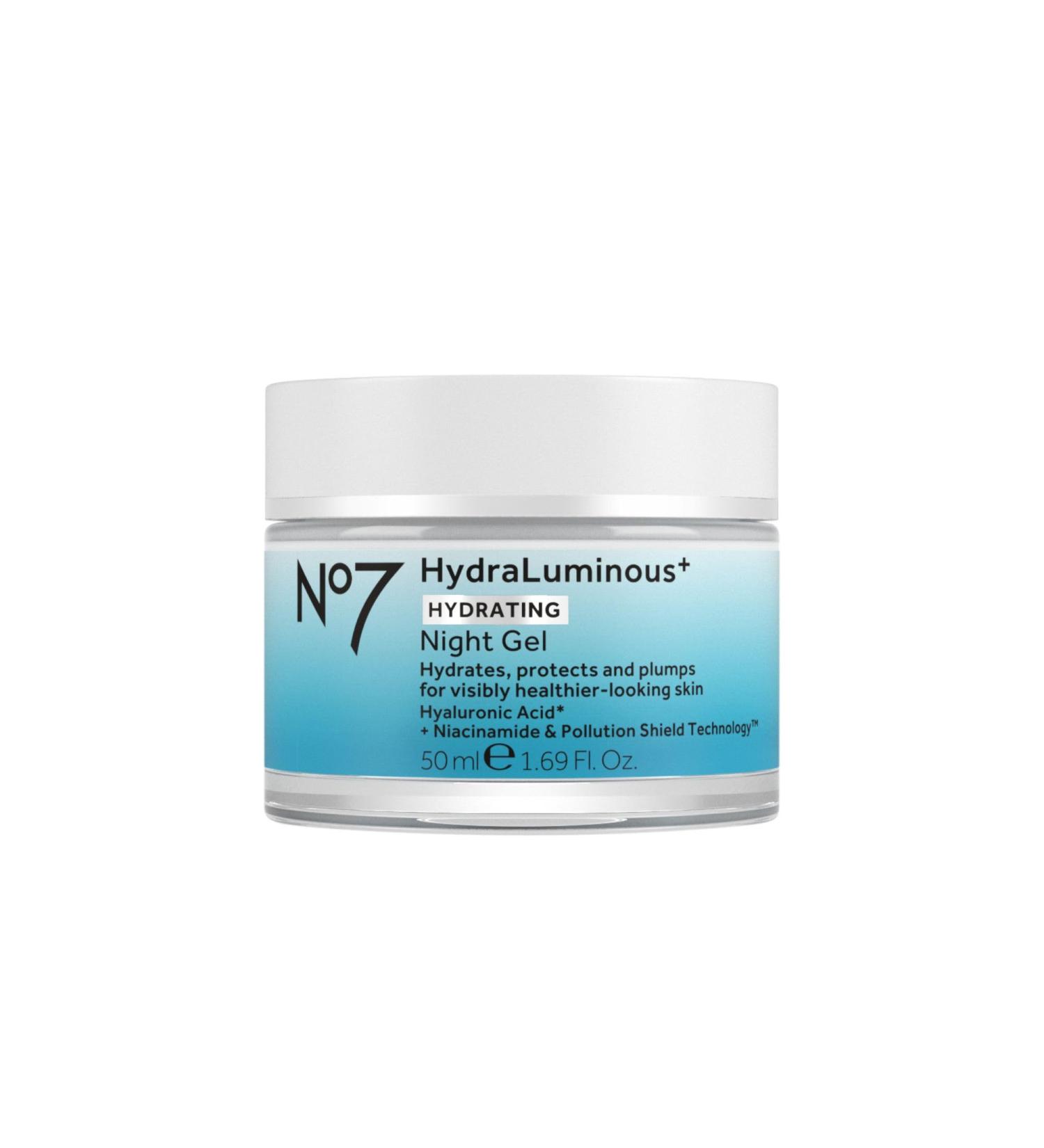 No7 HydraLuminous+ Hydrating Night Gel Moisturizer - Hyaluronic Acid and Vitamin B3 Niacinamide Face Moisturizer to Hydrate Protect & Refresh Skin - Supports Skin Barrier Repair (1.69 Fl Oz) - Buy Online on GoSupps.com