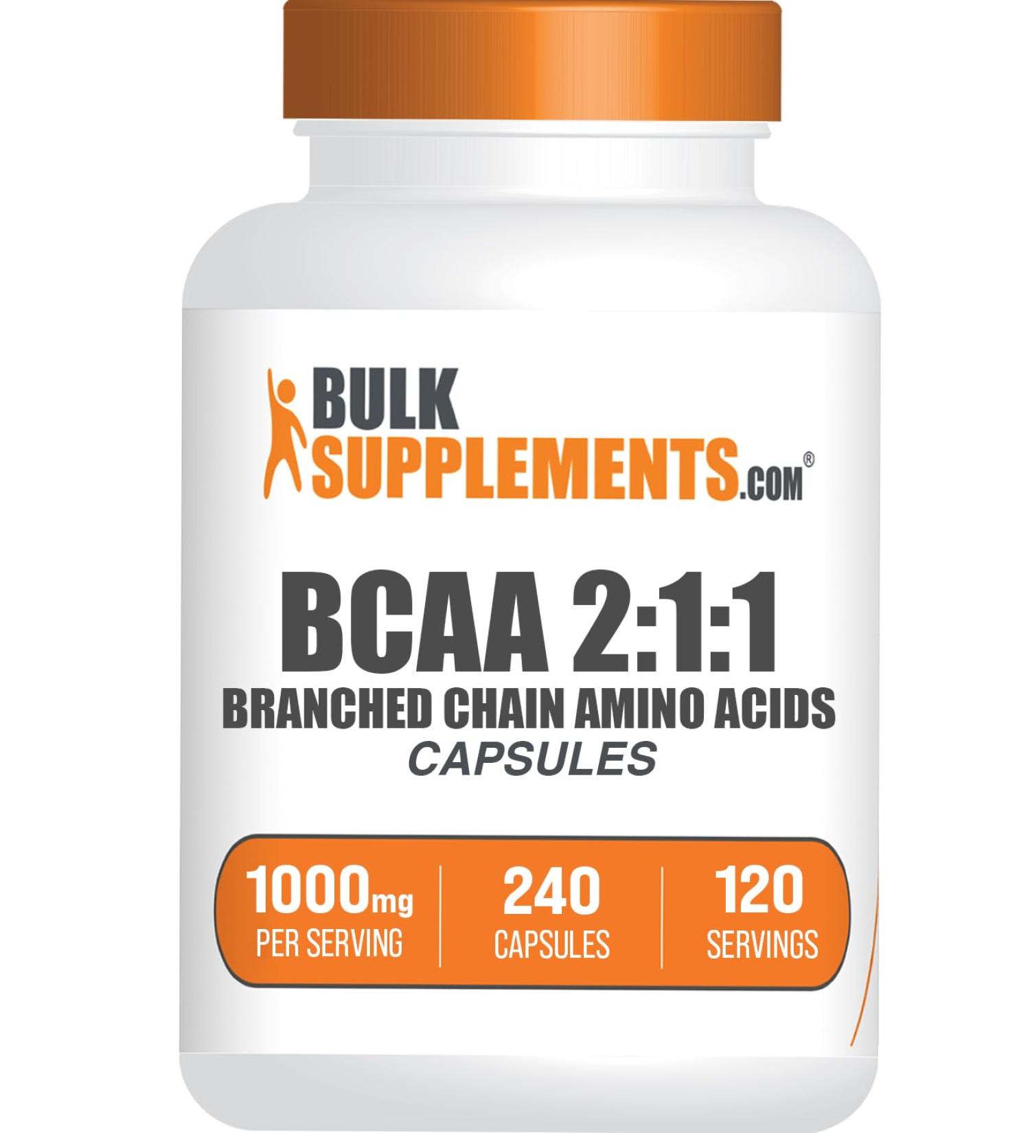 BulkSupplements.com BCAA 2:1:1 Capsules - Branched Chain Amino Acids BCAA Supplements BCAA Capsules BCAA Pills - Gluten Free 240 Capsules (Pack of 1) - Buy Online on GoSupps.com