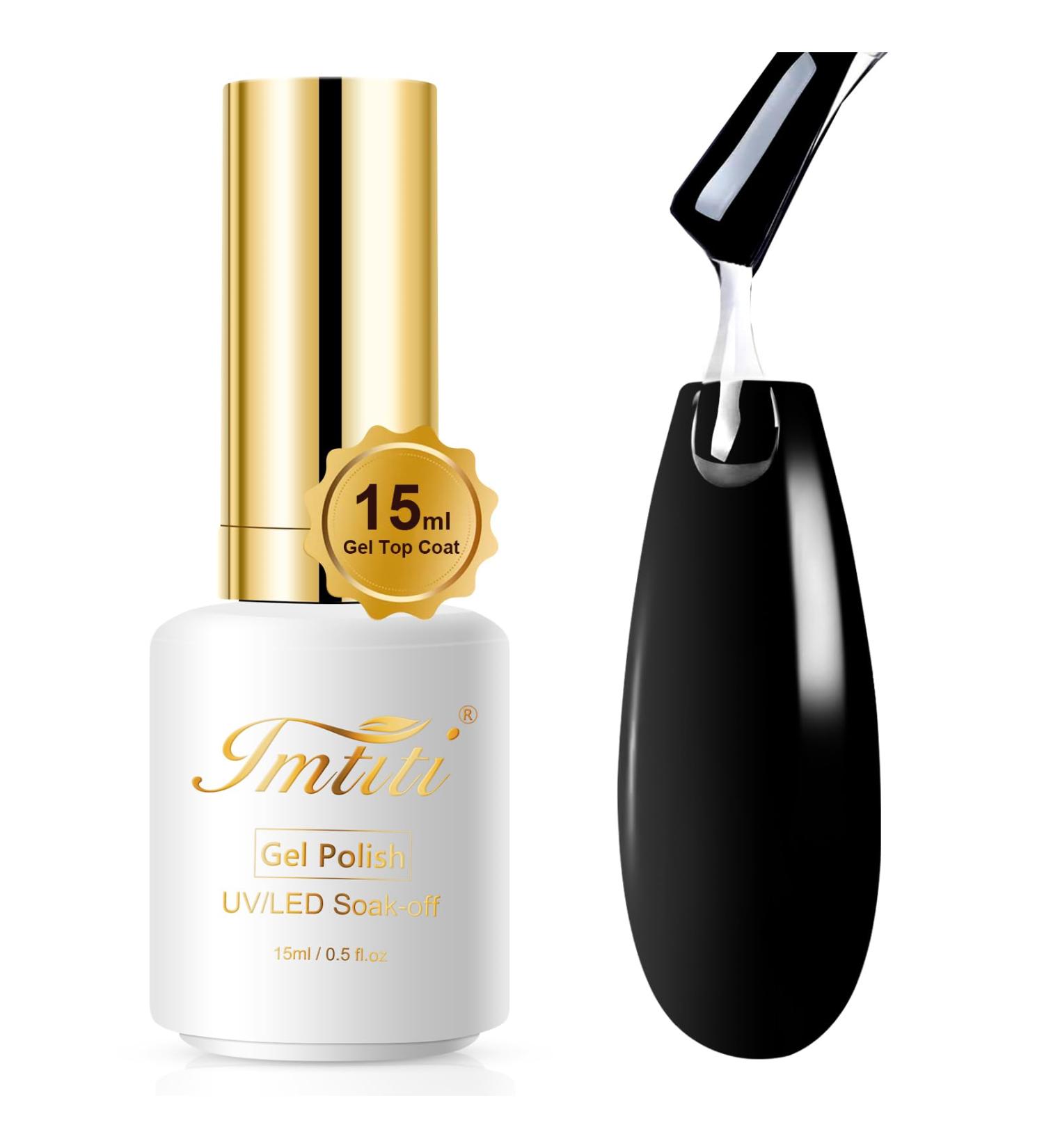 Imtiti Gel Nail Polish Top Coat - No Wipe Top Coat Glossy Shine Finish Long Lasting 15ML UV/LED Soak Off Clear Gel Nail Polish Manicure at Home Glossy Top Coat - Buy Online on GoSupps.com