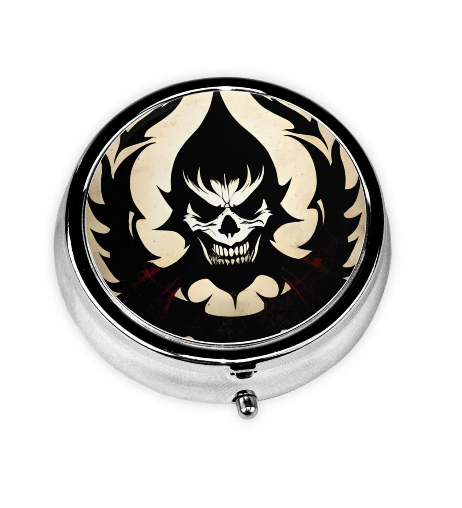 Devil Satanround Pill Box - Portable 3 Compartment Organizer for Travel | International Shipping Available - Buy Online on GoSupps.com