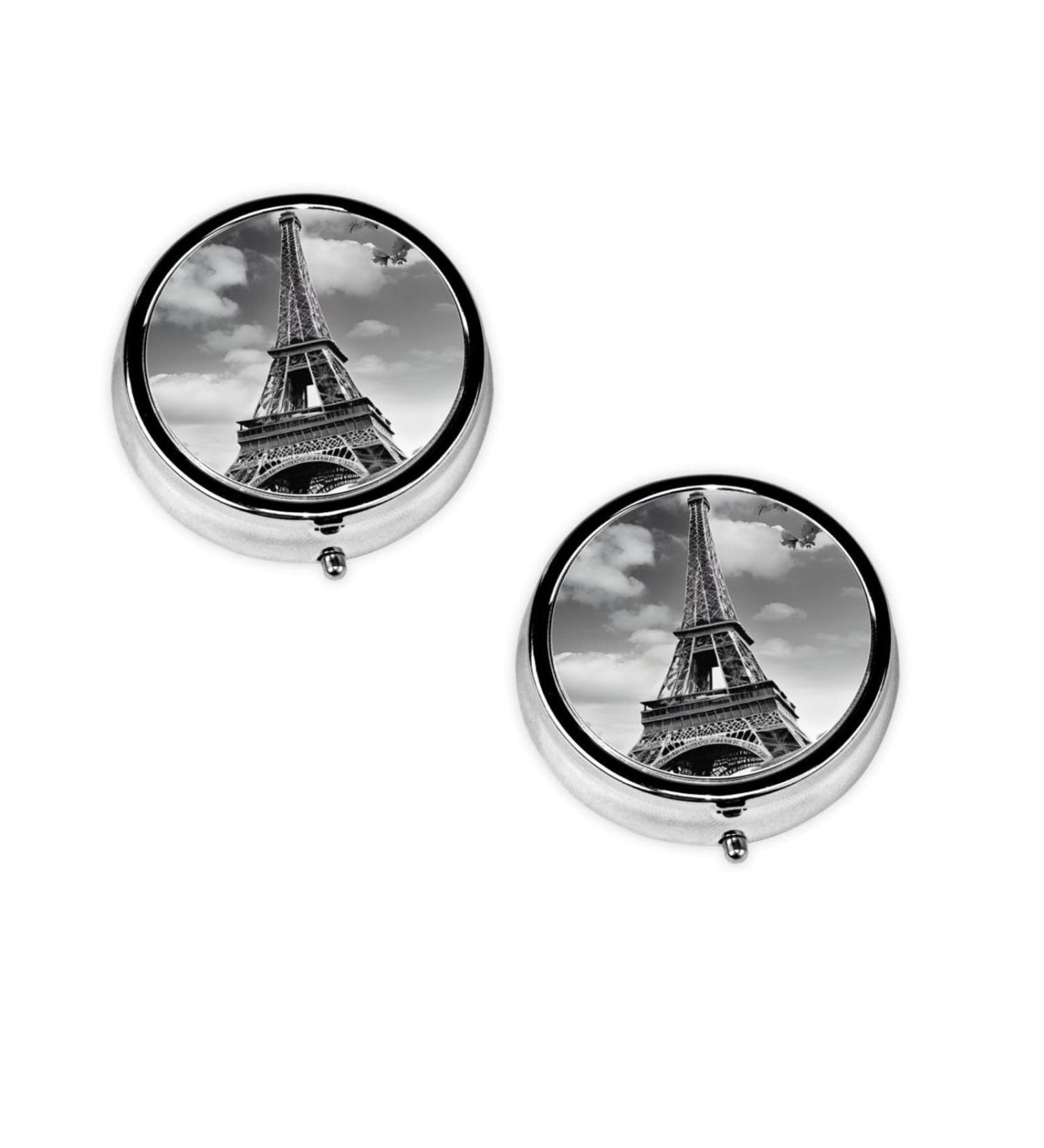 Eiffel Tower Mini Round Pill Box | 3 Compartment Travel Organizer | Portable Medicine Case for Home & Office - Buy Online on GoSupps.com
