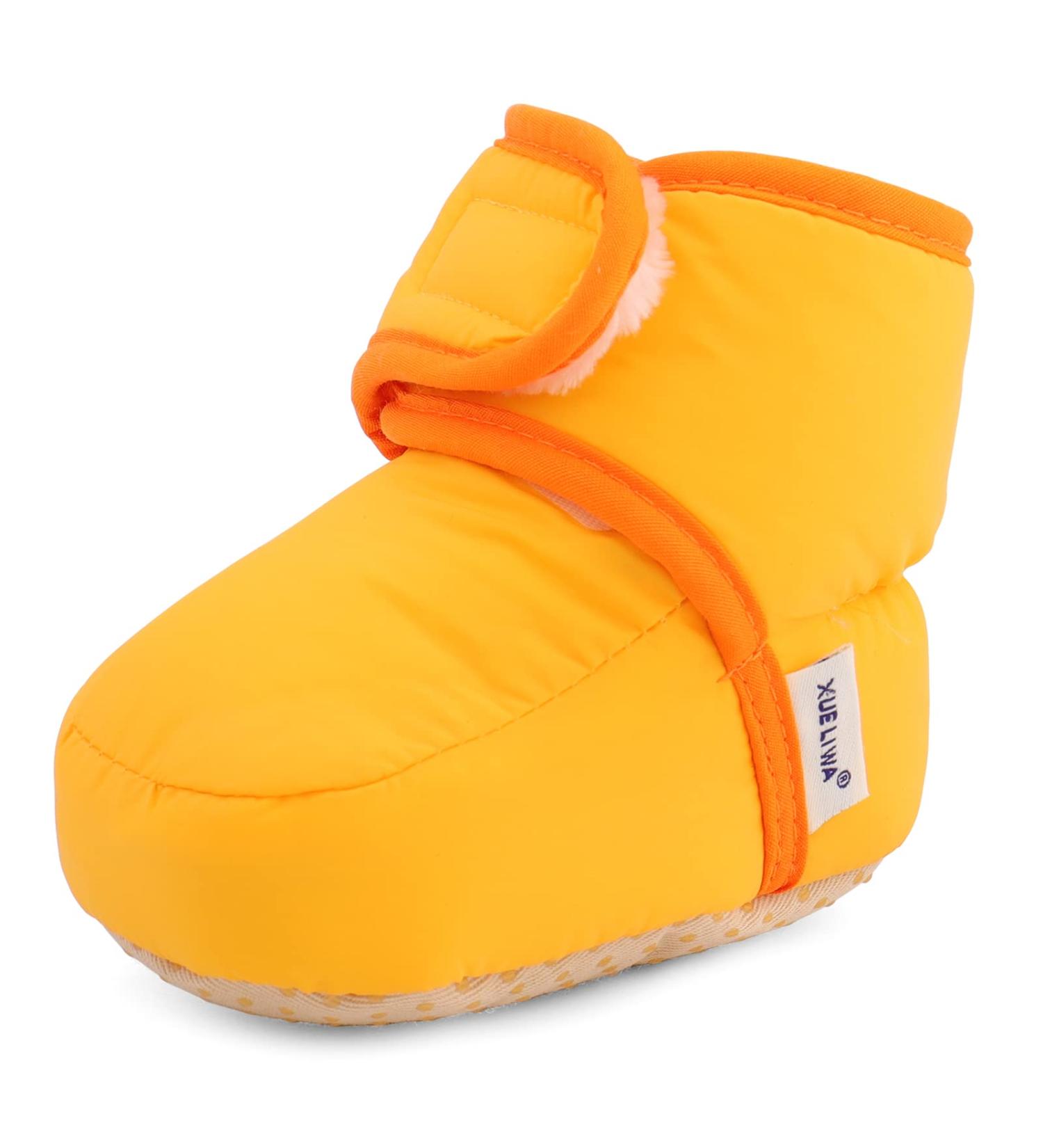 LACOFIA Baby Anti-Slip Soft Sole Winter Warm Slipper Boots - Yellow (6-12 Months) - Buy Online on GoSupps.com