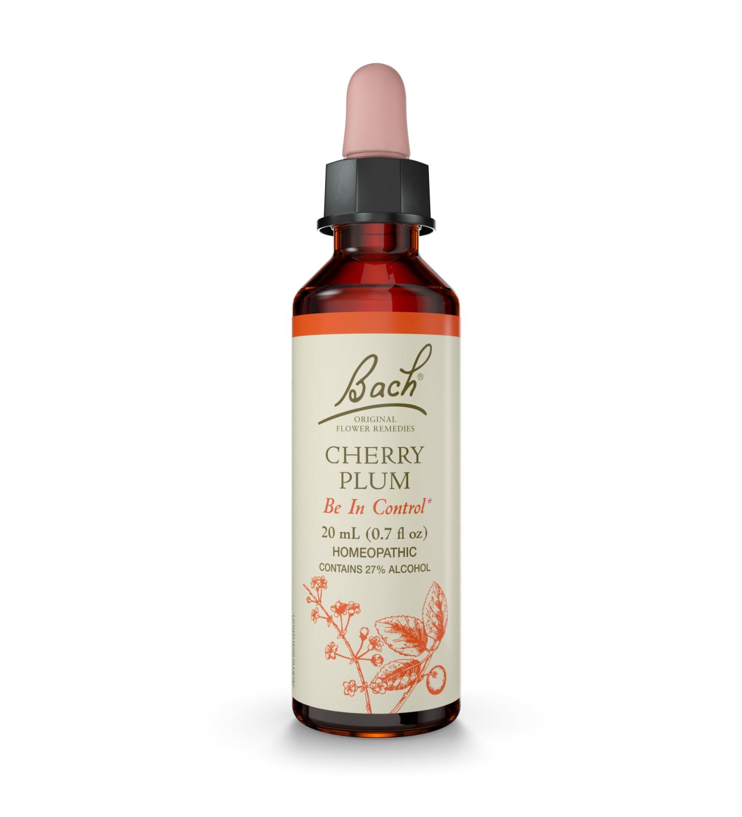 Bach Original Flower Remedies Cherry Plum - Be in Control - Natural Homeopathic Flower Essence for Emotional Balance - Vegan Gluten Free Sugar Free - 20mL Dropper - Buy Online on GoSupps.com
