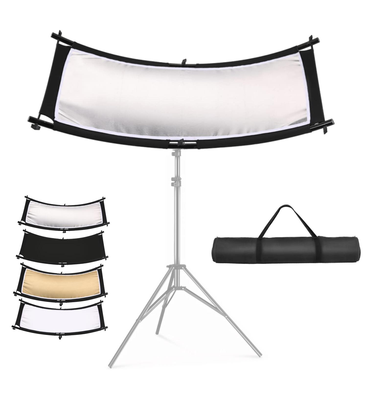 SOONPHO 43x20inch Clamshell Light Reflector with Carry Bag - Curved Lighting for Studio Photography and Video - White/Silver/Gold/Black - Buy Online on GoSupps.com