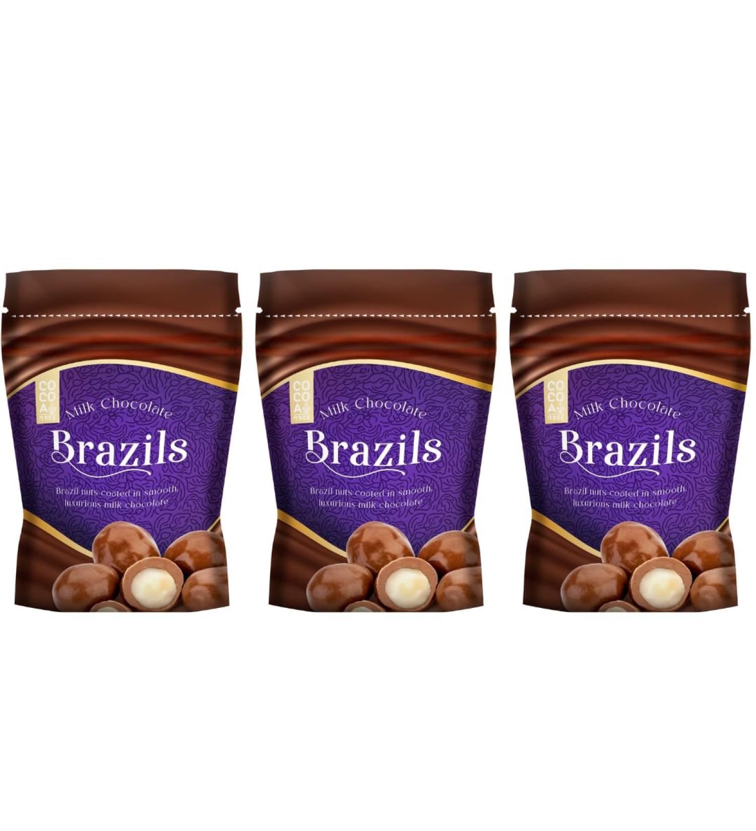 3PK x 140g - Milk Chocolate Brazil Nuts - Perfect Snack And Very Moreish - Chocolate Boxes Gifts - Suitable For Vegetarians - Stocking Filler Chocolates Candies - For Women Men & Kids