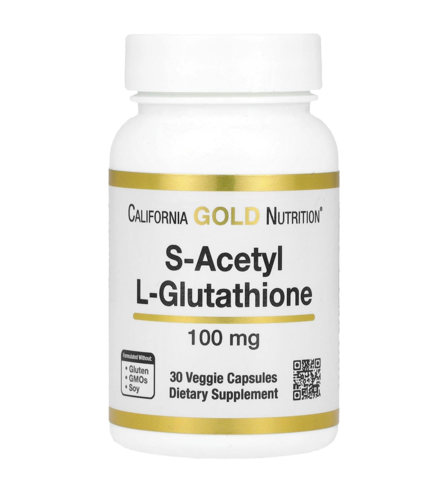 California Gold Nutrition S-Acetyl L-Glutathione 100 mg - 30 Veggie Capsules | International Shipping Available - Buy Online on GoSupps.com