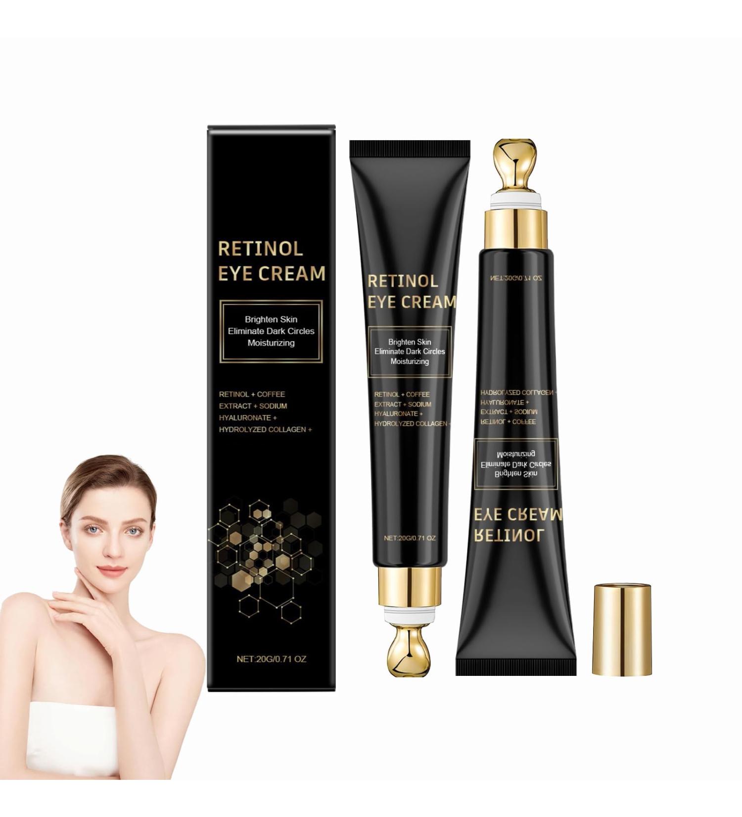 Retinol Eye Cream with cooling roller antiaging eye cream deep effect against wrinkles lightening and firming reduces dark circles under the eyes reduces bags under the eyes for men and 2 pieces 1ml 1er Pack - Buy Online on GoSupps.com