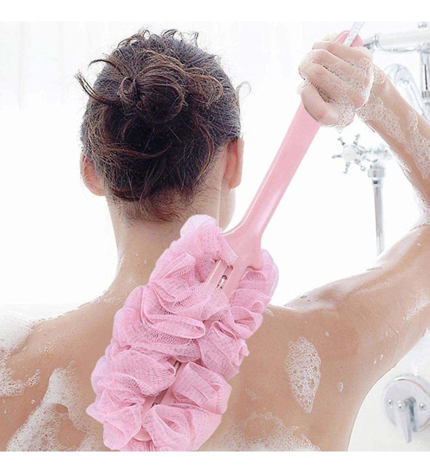 Veewon Long Handle Bath Brush | Back Scrubber Shower Body Brushes | Pink - Buy Online on GoSupps.com