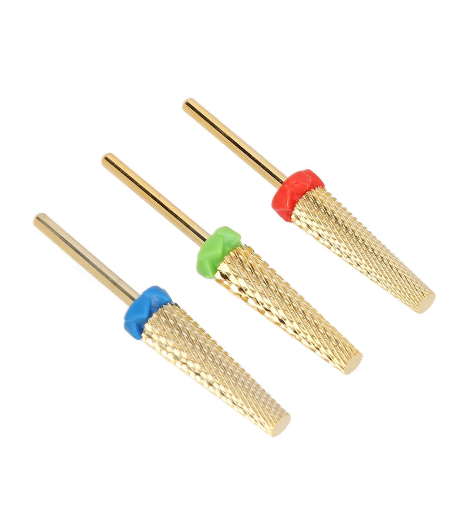Nail Drill Bits 3 Pieces Gold Tungsten Steel Manicure Drill Bits for Nail Salon - Buy Online on GoSupps.com