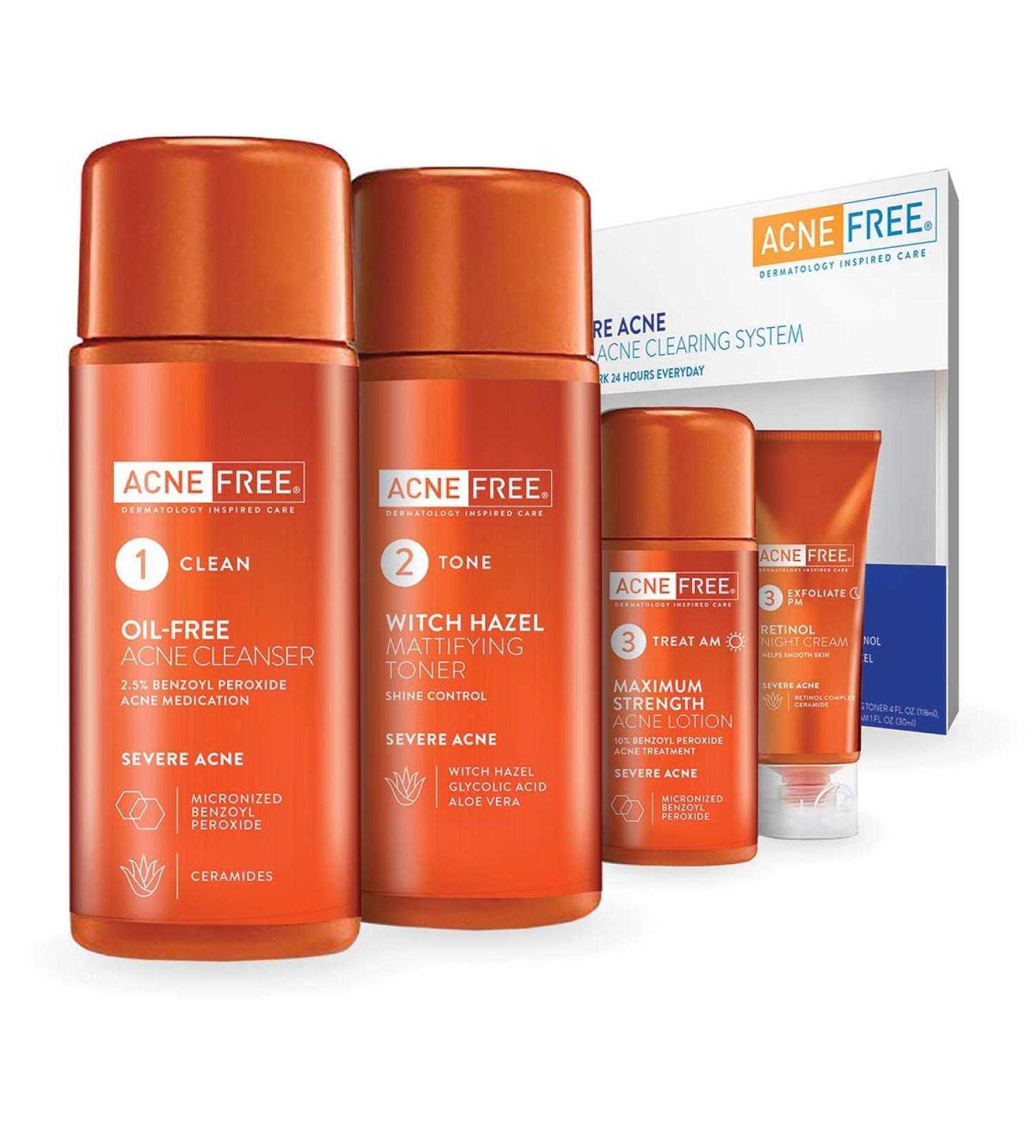 Acnefree 24 Hour Severe Acne Clearing System with Free Cleansing Brush 11.52 Ounce