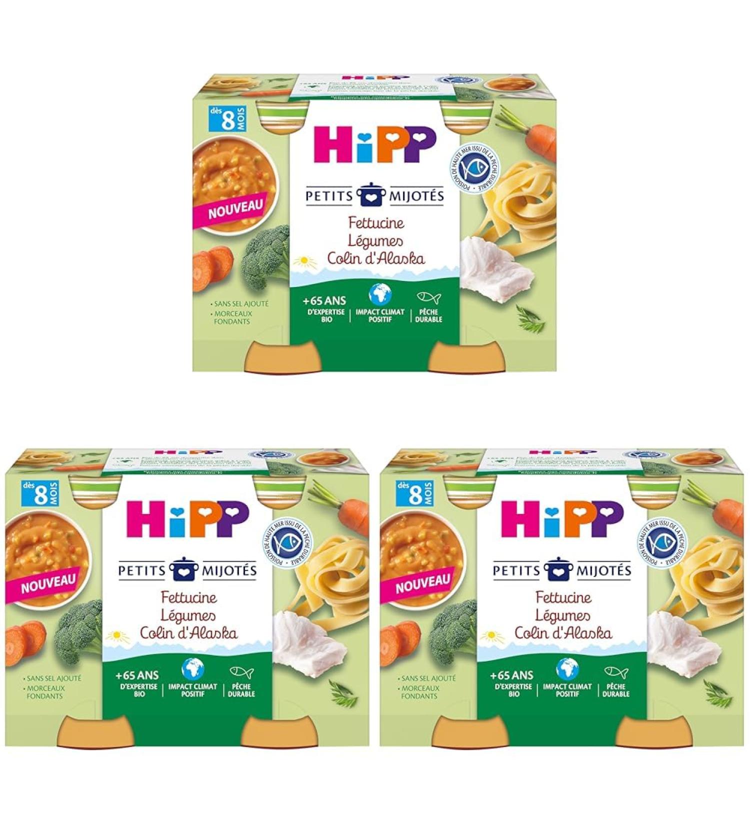 HiPP Biologique - Fettucine L gumes Colin d'Alaska 2 x 190 g (Lot de 3)
