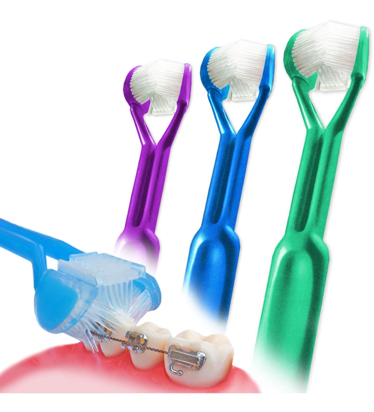 3-PK Dentrust 3-Sided Braces Toothbrush - Clinically Proven for Orthodontic Care - Ideal for Cleaning Around Brackets and Ortho Appliances - Buy Online on GoSupps.com