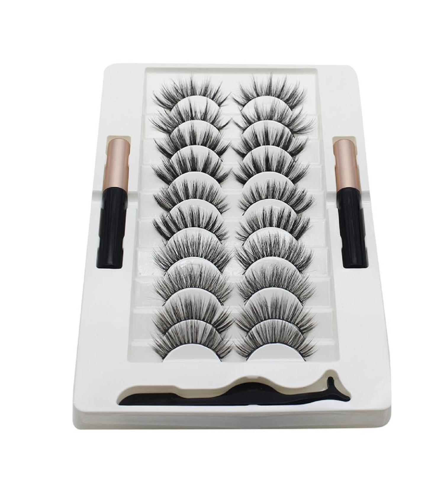 10 Pairs Magnetic Eyelashes And Eyeliner Kit Reusable 3D Magnetic False Lashes Extension No Needed For Makeup Magnetic Eyelash Kit Natural Look Magnetic Eyelash Kit With Applicator Tool - Buy Online on GoSupps.com