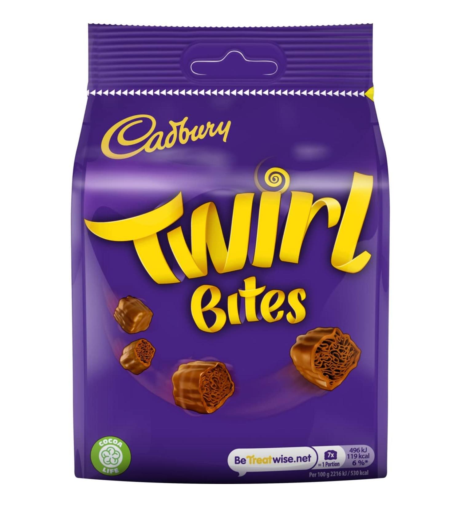  Cadbury Cadbury Twirl Sharing chocolate bag smooth milk chocolate swirls and swirles 109g (pack of 1) - Buy Online on GoSupps.com