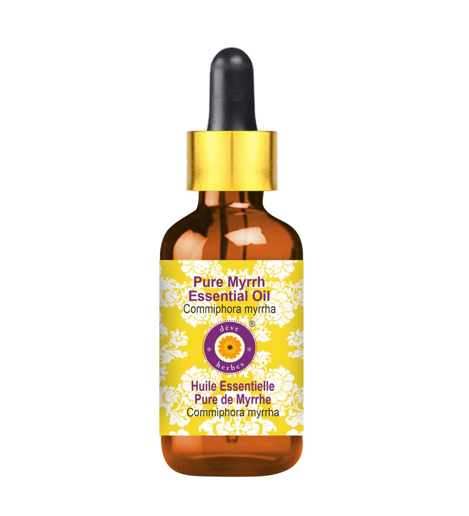Deve Herbes Pure Myrrh Essential Oil (Commiphora myrrha) with Glass Dropper Steam Distilled 2ml (0.06 oz) 0.03 Fl Oz (Pack of 2) - Buy Online on GoSupps.com