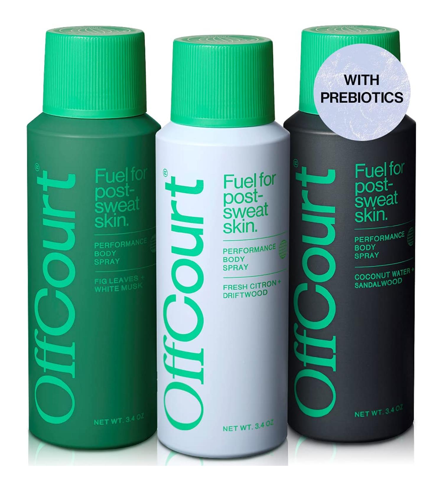 OffCourt Natural Body Spray for Men - Aluminum-Free Deodorizing Spray Trio Pack with Prebiotics - Sandalwood, Citrus, and White Musk Scents - 3.4 oz (Pack of 3) - Buy Online on GoSupps.com
