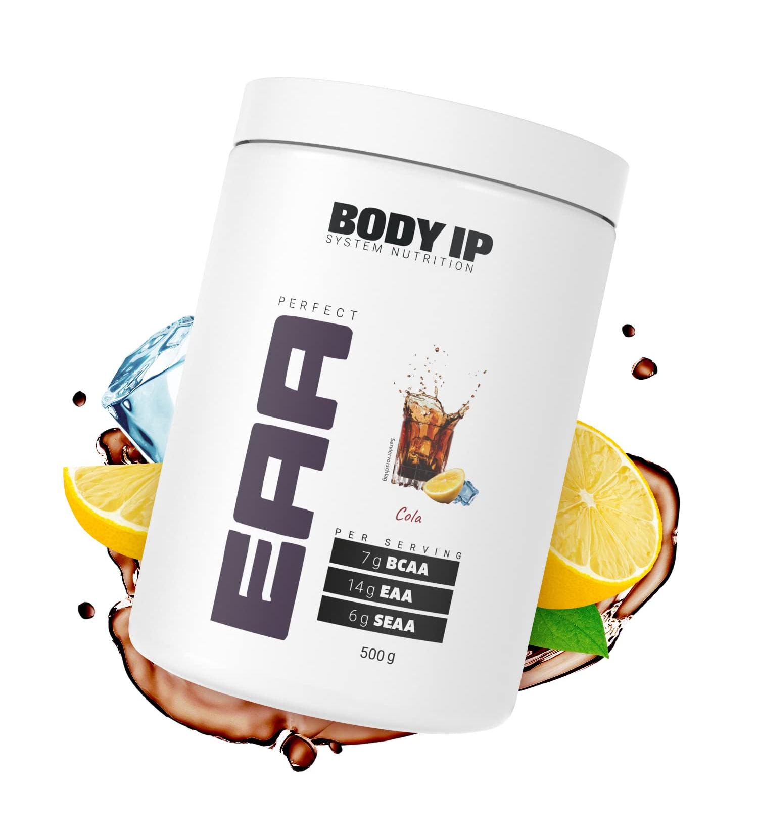 Body IP Perfect EAA Cola - Essential Amino Acids for Muscle Building | Vegan Lactose-Free 20 Portions | High Dose EAAs SEAA & BCAAs | 500g Made in Germany - Buy Online on GoSupps.com