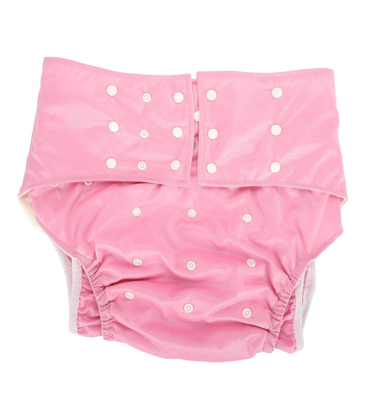 Adjustable Washable Adult Diaper Pants Reusable Cloth Diapers for Incontinence (Pink) - Buy Online on GoSupps.com