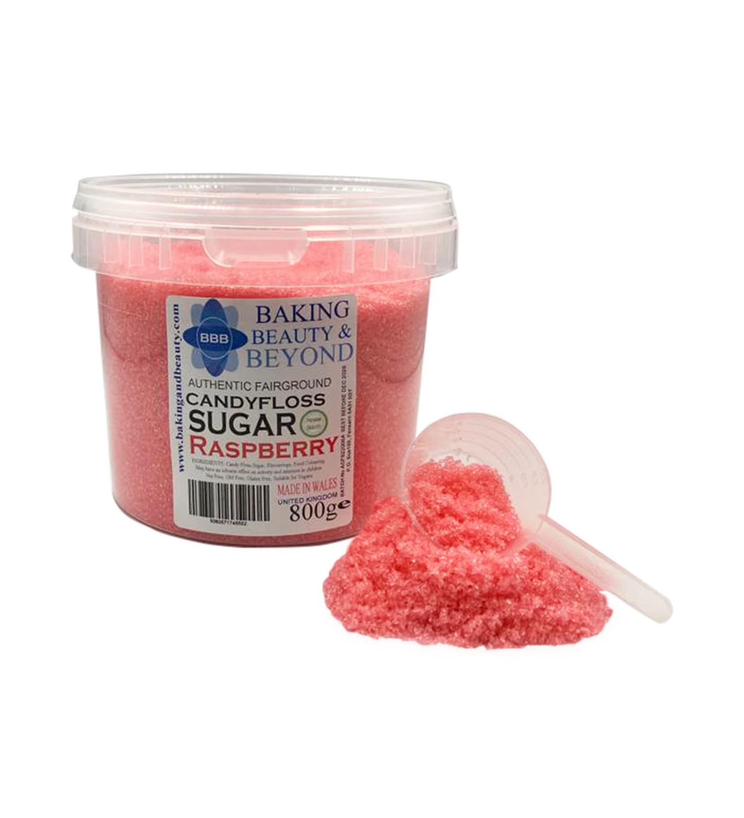 Baking Beauty and Beyond Premium Raspberry Flavour Floss Sugar - 800g Bulk Cotton Candy Flossing Sugar with Natural Ingredients for Every Occasion - Buy Online on GoSupps.com
