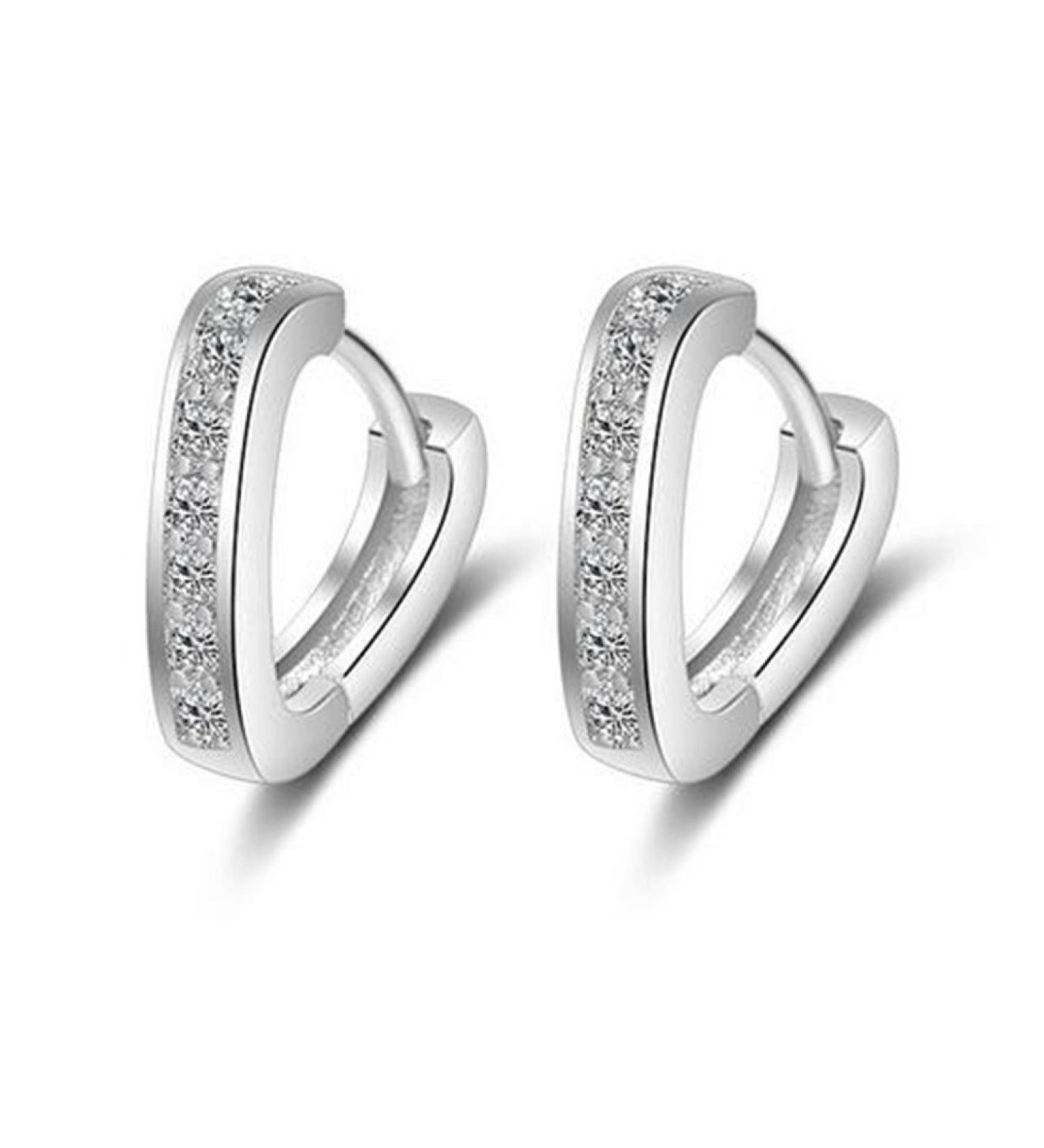 Shop Browol Elegant V-Shaped Heart Rhinestone Earrings | Hypoallergenic 925 Sterling Silver Jewelry - Buy Online on GoSupps.com