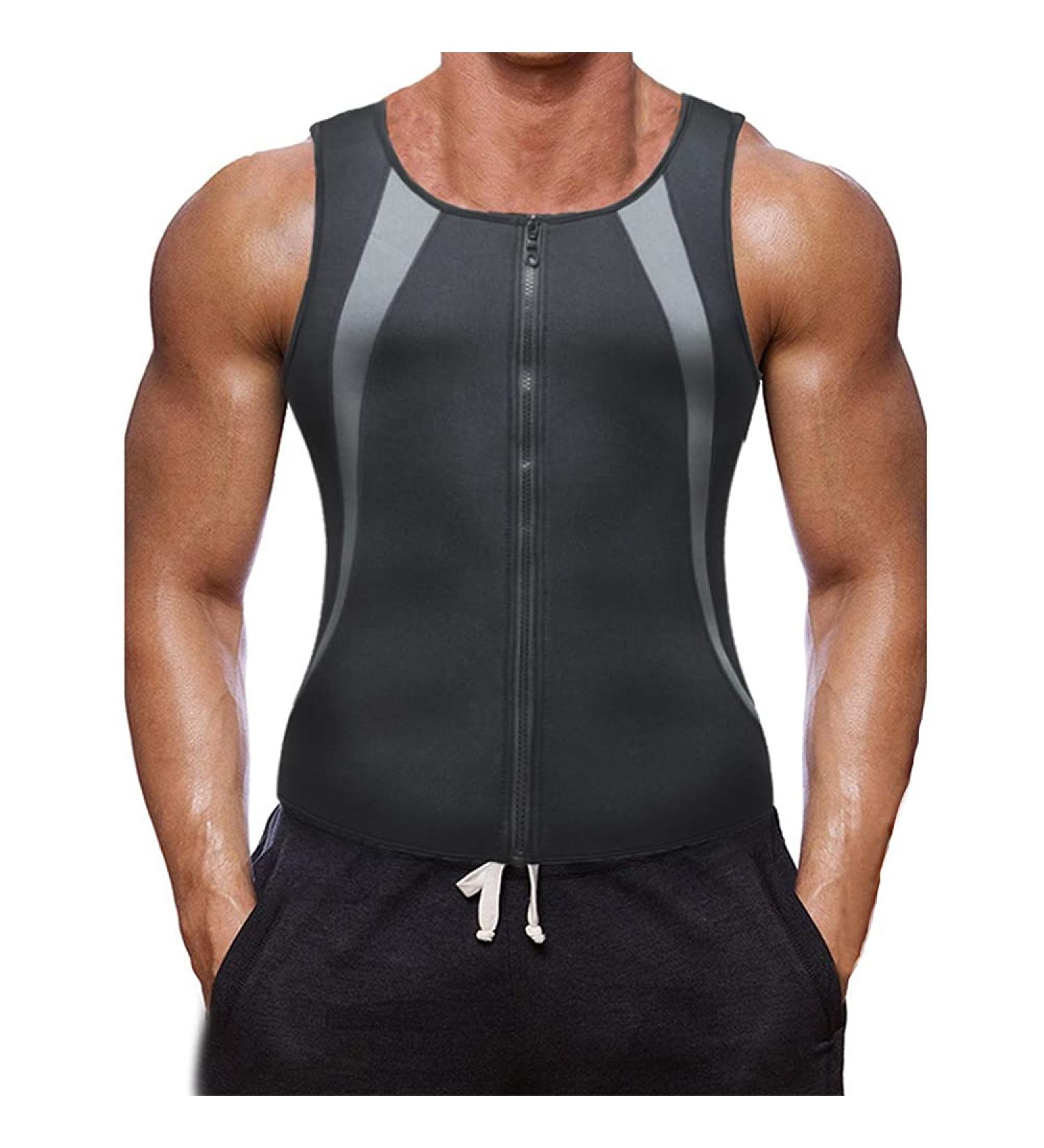 XDSP Men's Fitness Sleeveless Waist Trainer - Neoprene Sauna Shapewear for Fat Burning & Slimming - Gray M - Buy Online on GoSupps.com