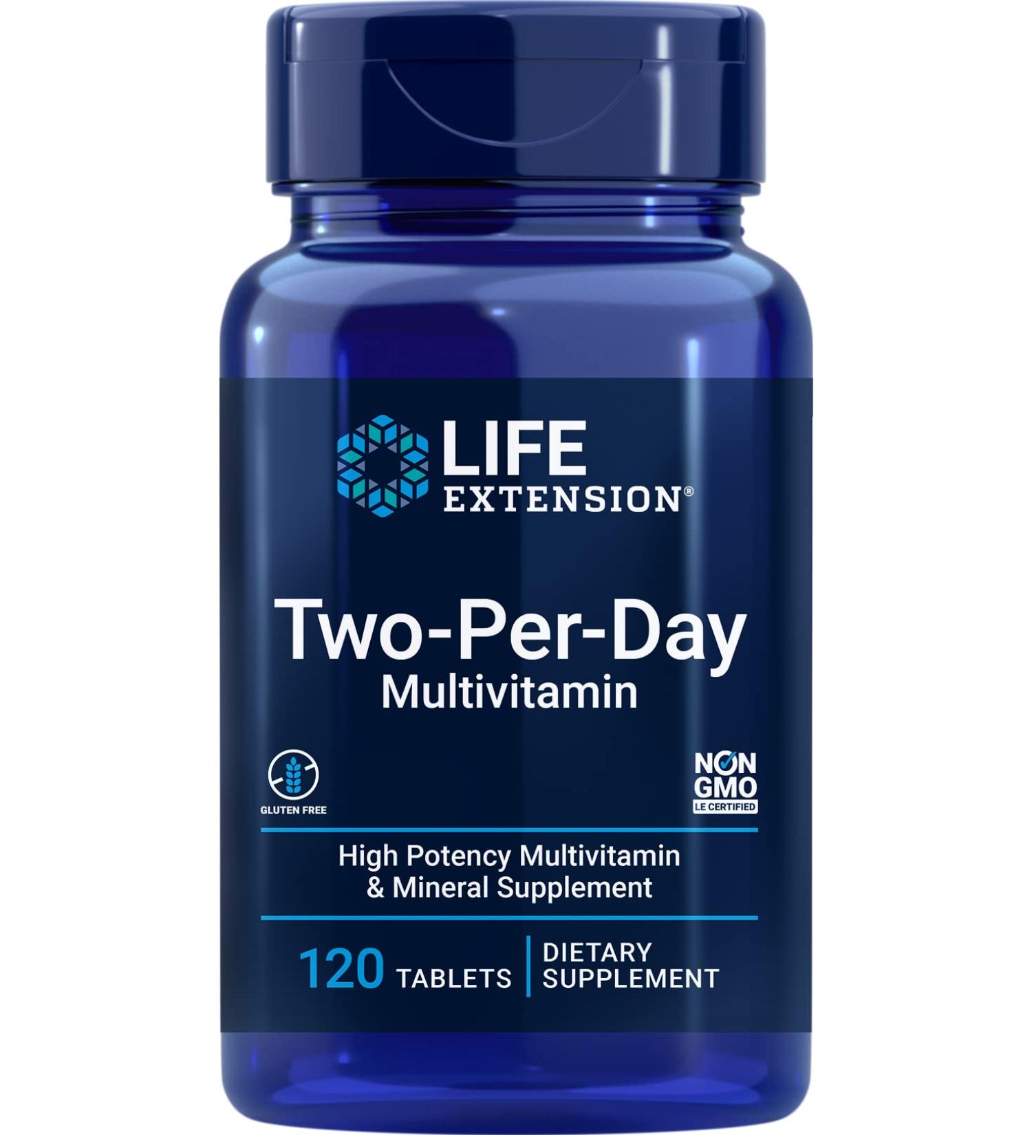 Life Extension Two-Per-Day Tablets - 120 Count | Complete Multivitamin Formula - Buy Online on GoSupps.com