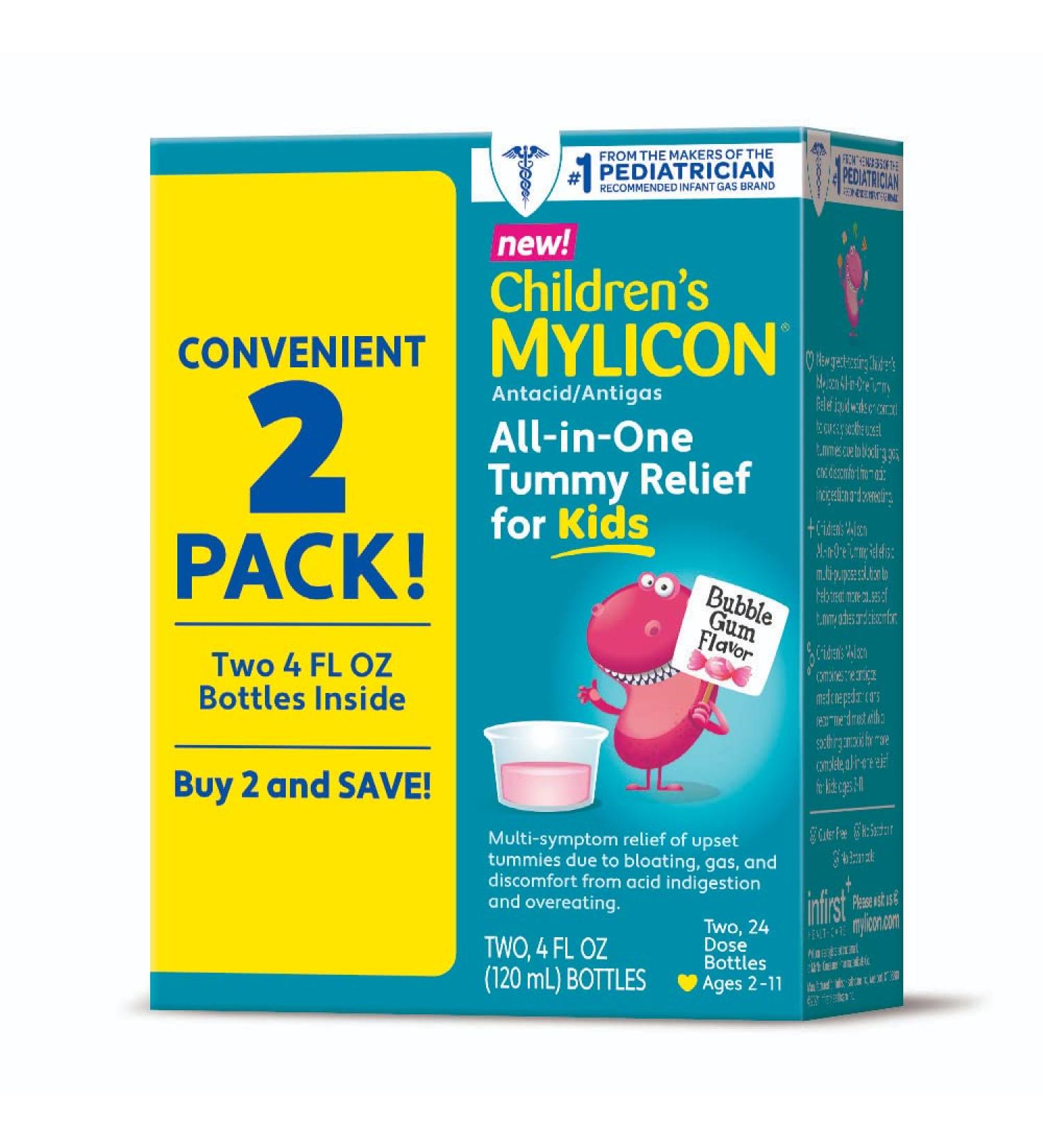 MYLICON Children's All-in-One Tummy Relief for Kids Twin Pack - Bubble Gum Flavor - 8 fl. oz - Buy Online on GoSupps.com