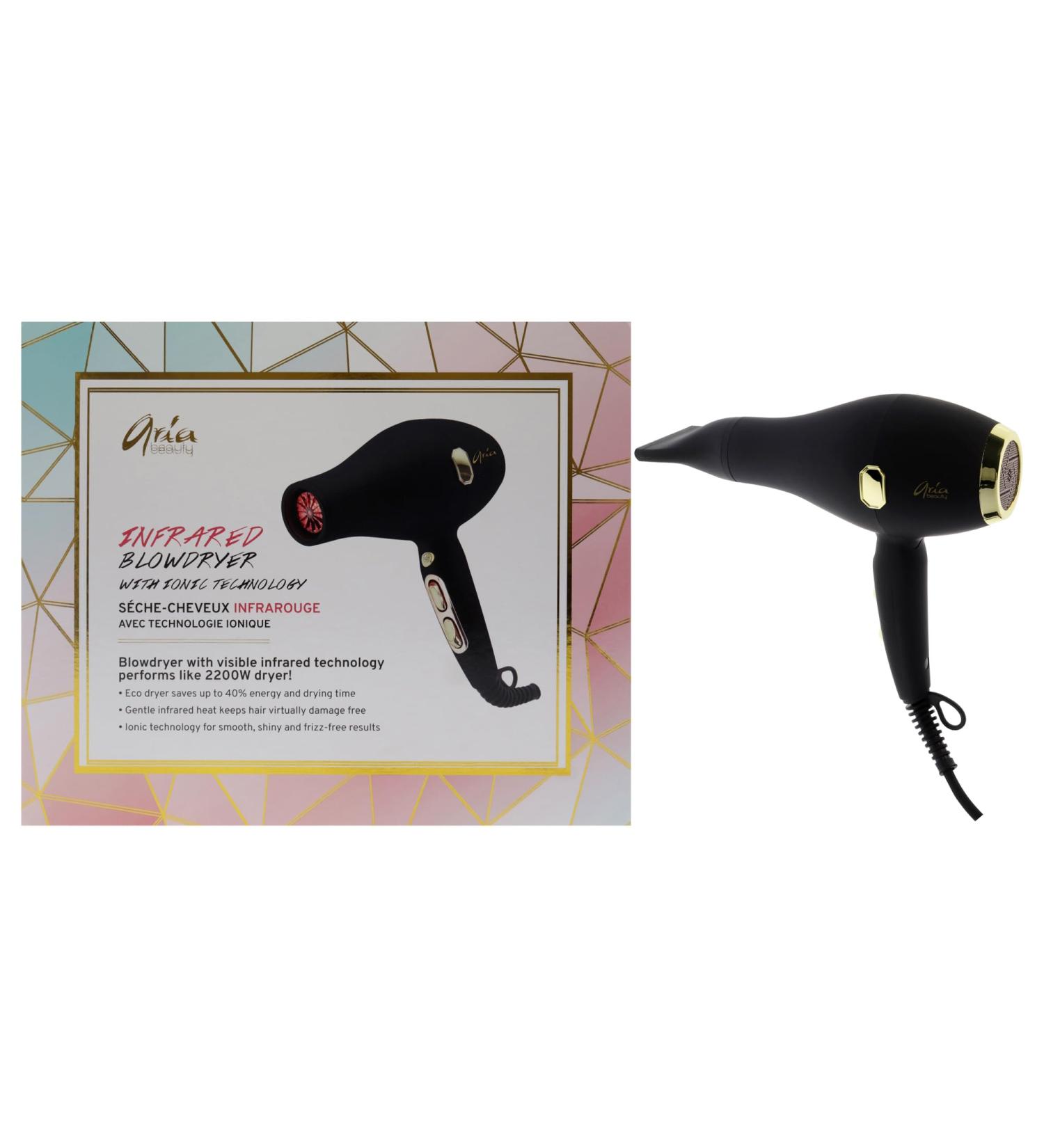 Aria Beauty Infrared Blow Dryer With Ionic Technology - Ionic Blow Dryer for Enhanced Shine and softness - Hair Blow Dryer with Cool Shot Button - 1 pc - Buy Online on GoSupps.com