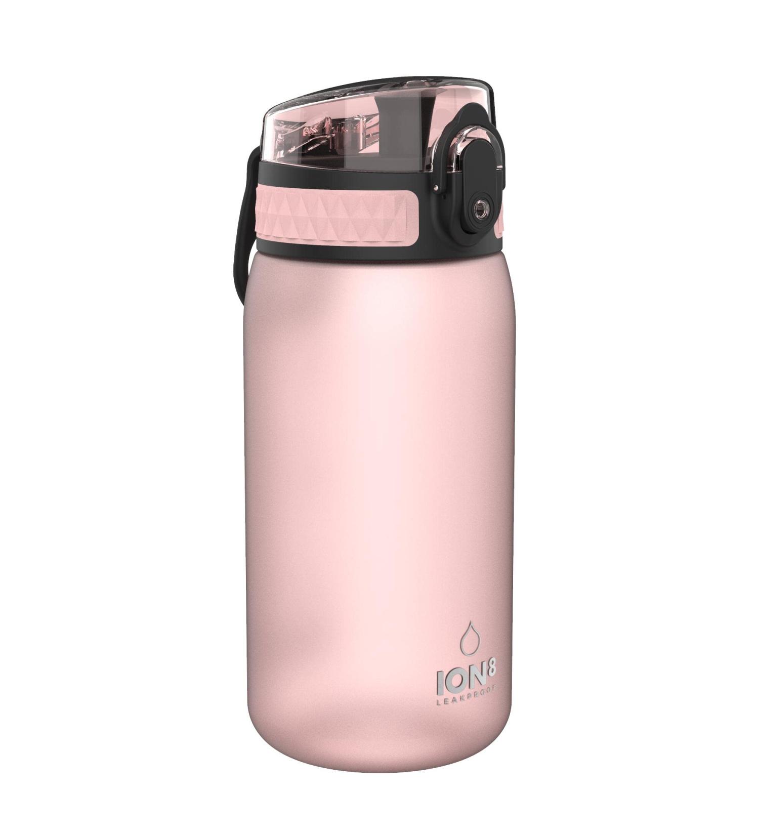 Ion8 Kids Water Bottle 350ml - Leak Proof, BPA Free, Dishwasher Safe - Rose Quartz with Carry Handle and Secure Lock - Buy Online on GoSupps.com