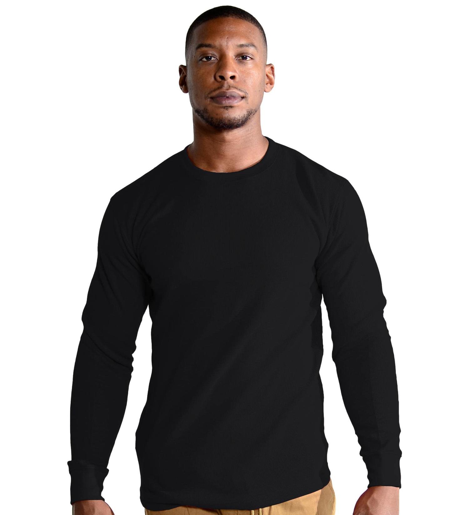 Evolution In Design Men's Waffle Thermal Knit Crewneck T-Shirt | Black | Sizes Small-6XL - Buy Online on GoSupps.com