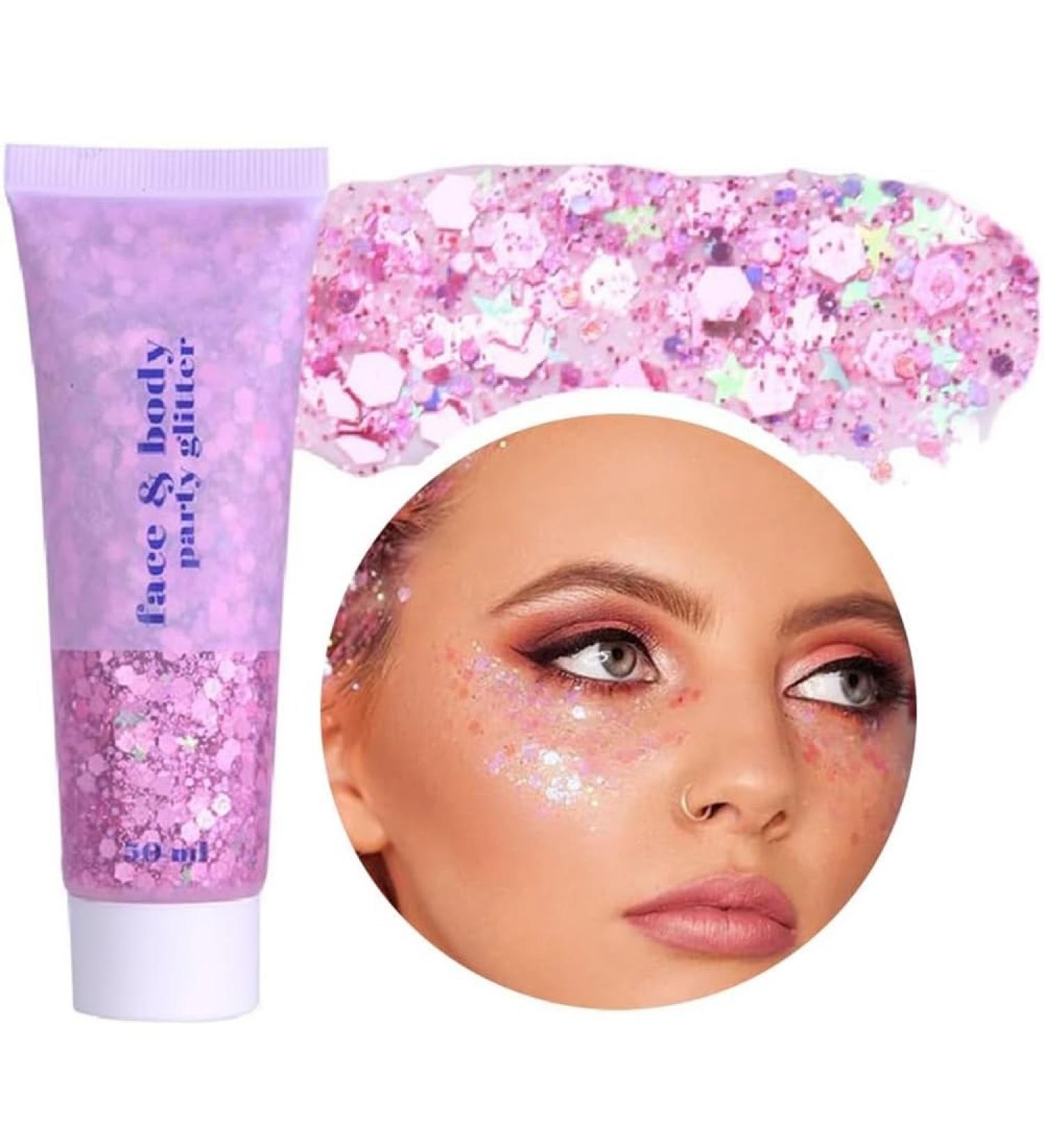  Beliky Girl Glitter body gel 50 ml shimmering liquid gel eyeshadow holographic mermaid glitter large glitter for face hair nails Christmas accessories - Buy Online on GoSupps.com