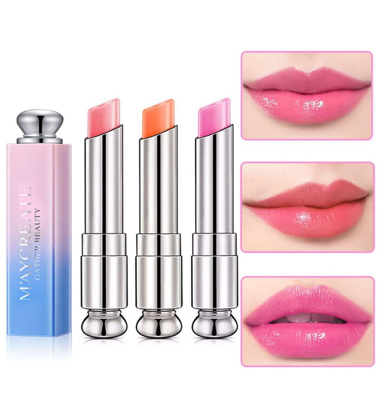 3 Pcs Korean Magic Color Changing Lip Balm Set - Long Lasting Waterproof Moisturizing Lip Tint Stain Gloss for Women - Buy Online on GoSupps.com