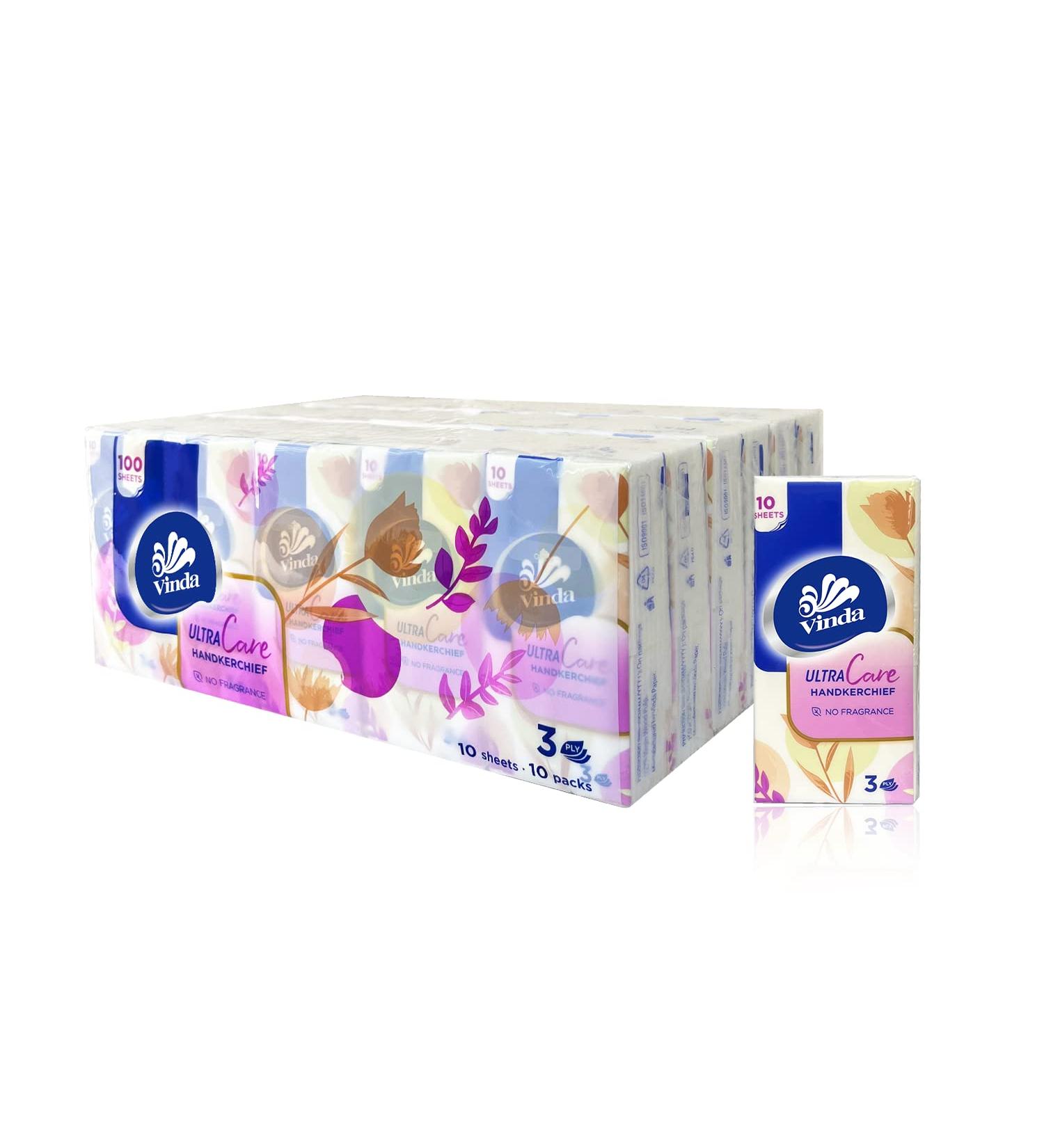 Vinda 3-Ply Ultra Care Pocket Tissues - 30 Packs of 10 Tissues | Travel Size - Buy Online on GoSupps.com