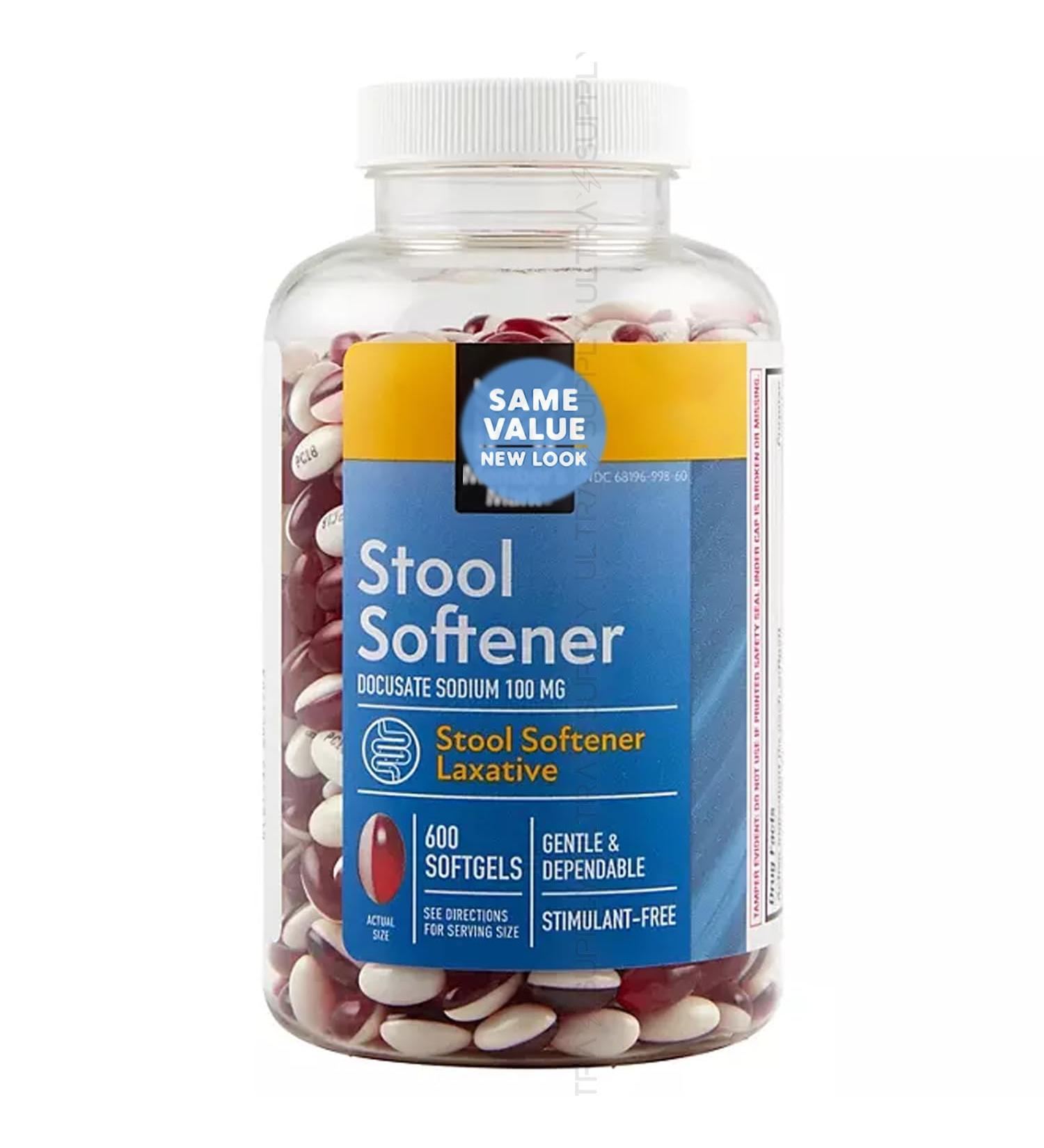 Members Mark Stool Softener Softgels 100 mg (600 Count.) Gentle Stimulant-Free Digestive Comfort Support Easy-to-Swallow - Buy Online on GoSupps.com