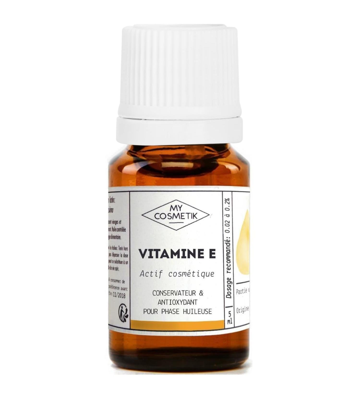 MY COSMETIK - Vitamin E - Tocopherol - Cosmetic active ingredient - Preservative and antioxidant - 100% Pure of plant origin - 5 ml - Buy Online on GoSupps.com
