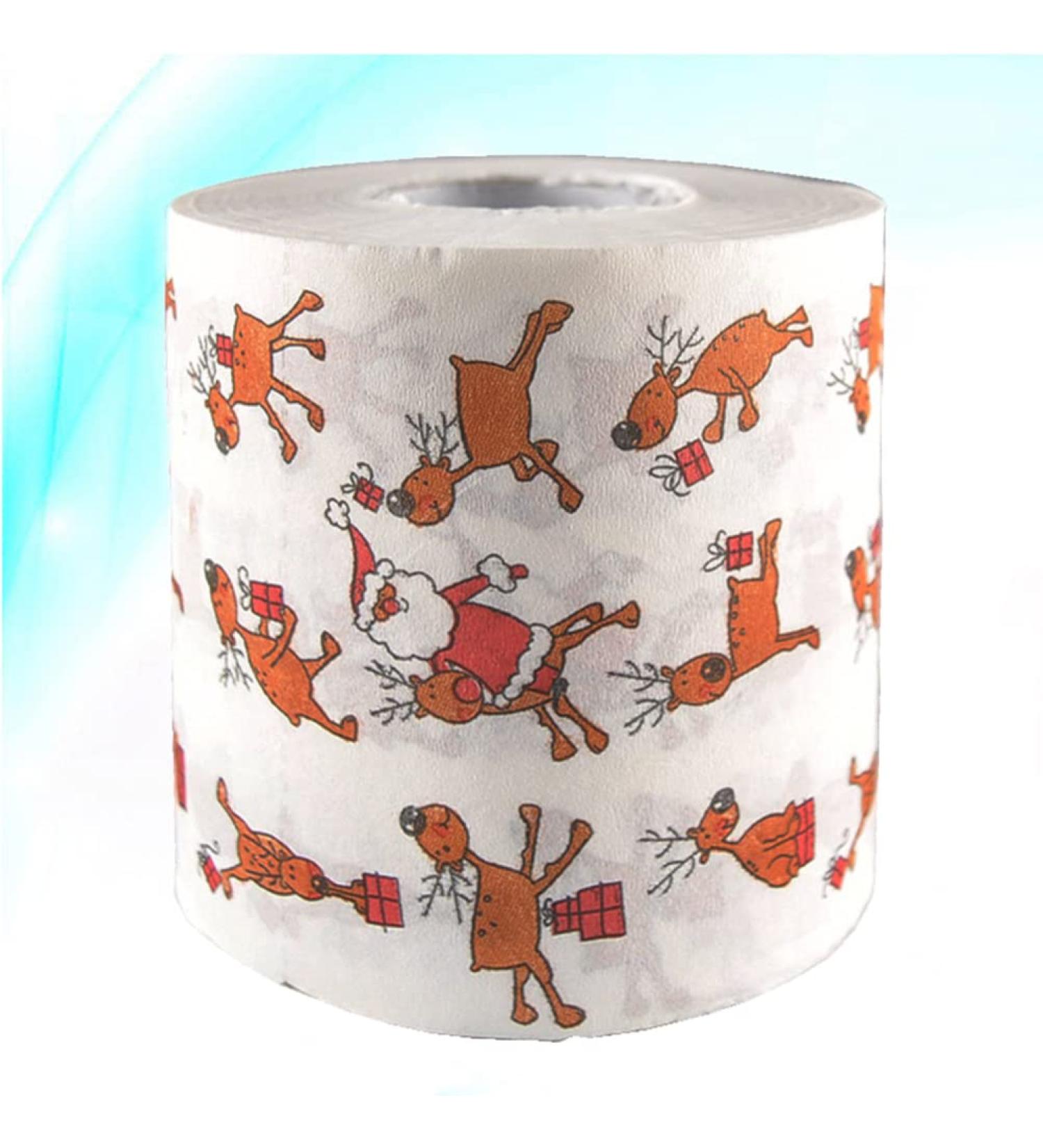 Christmas Toilet Paper Napkin Roll: Xmas Reindeer Roll Toilet Paper Napkin Elk Santa Claus Roll Hand Towels for Holiday Home Bathroom Supply - Buy Online on GoSupps.com