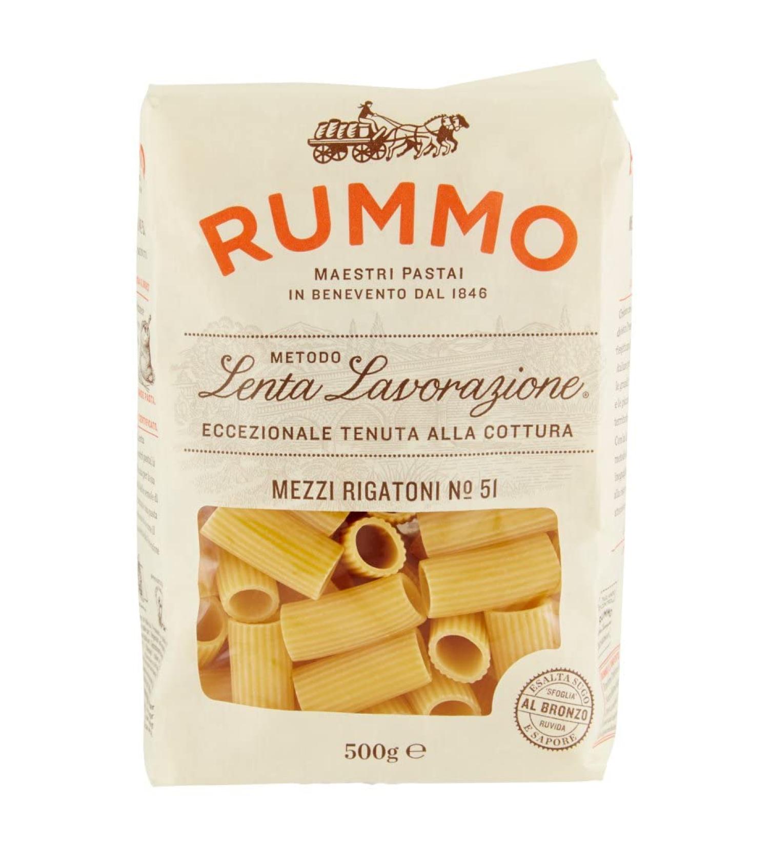  Italian Gourmet E.R. Rummo Mezzi Rigaton N. 51 Durum Wheat Semolina Pasta 500 g + Box Italian Gourmet Tomato Pulp 400 g - Buy Online on GoSupps.com