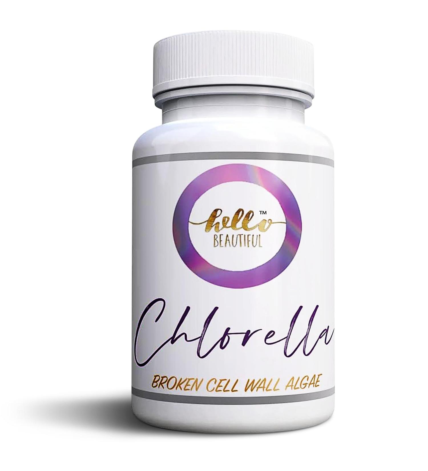 Hello Beautiful Chlorella - 500mg - Broken Cell Wall Algae Tablets Organic Detox Cleanse Chlorella Tablets for Hair Growth Flat Tummy Support Detox Pills - Buy Online on GoSupps.com