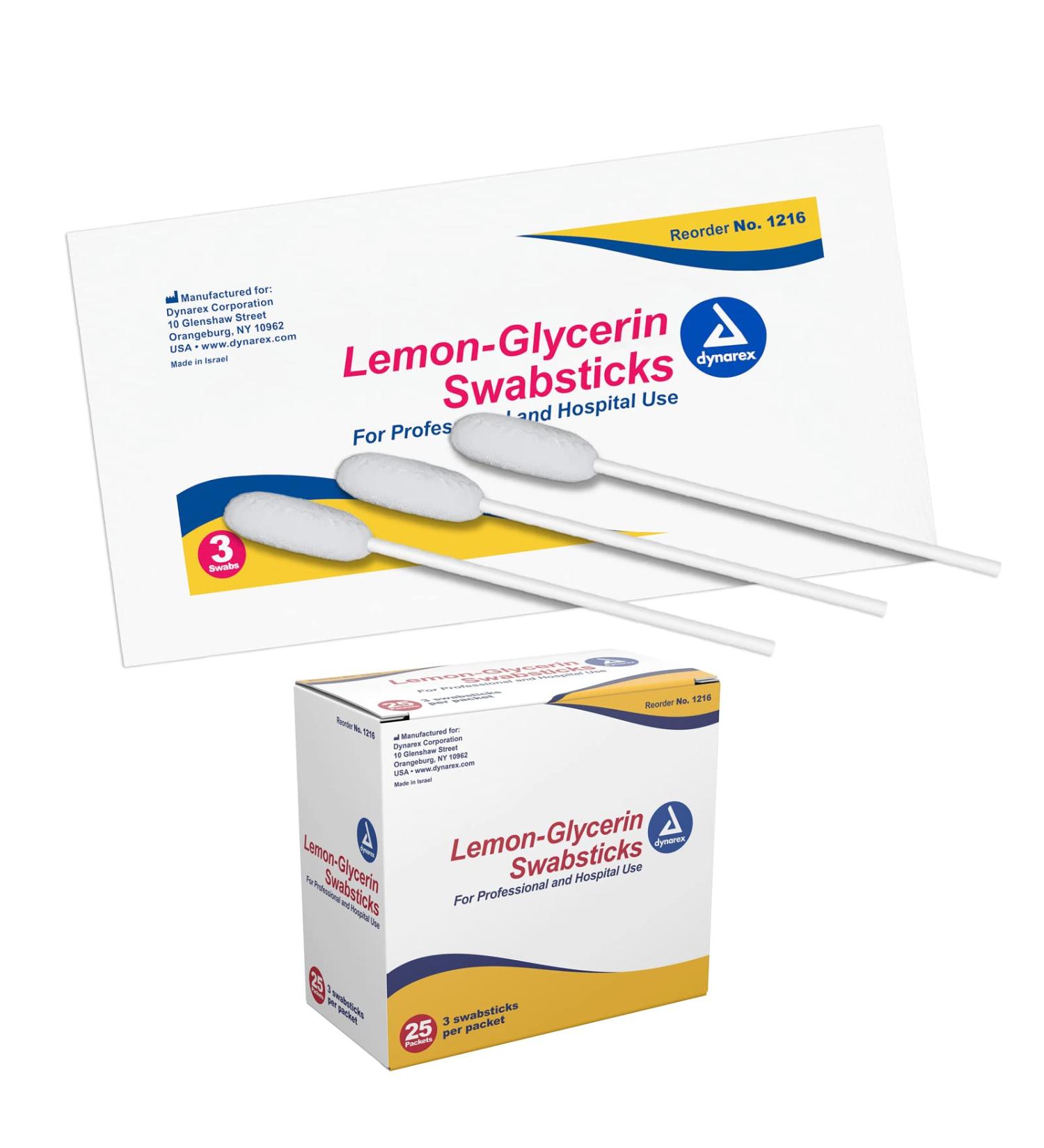 Dynarex Lemon-Glycerin Swabsticks - Soothing Dry Mouth Relief - 75 ct Box - Buy Online on GoSupps.com