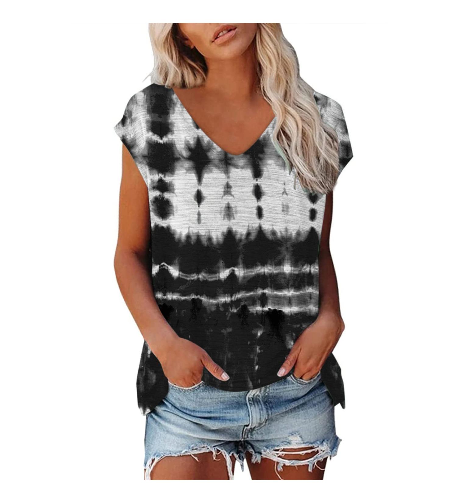Short Sleeve T Shirts Clothing Woman T-Shirt Casual Black Clothing Top Women's Floral Pattern for Women Crop Tops Shirt Shirts Top Women's Summer Tank Top 4-black XL - Buy Online on GoSupps.com
