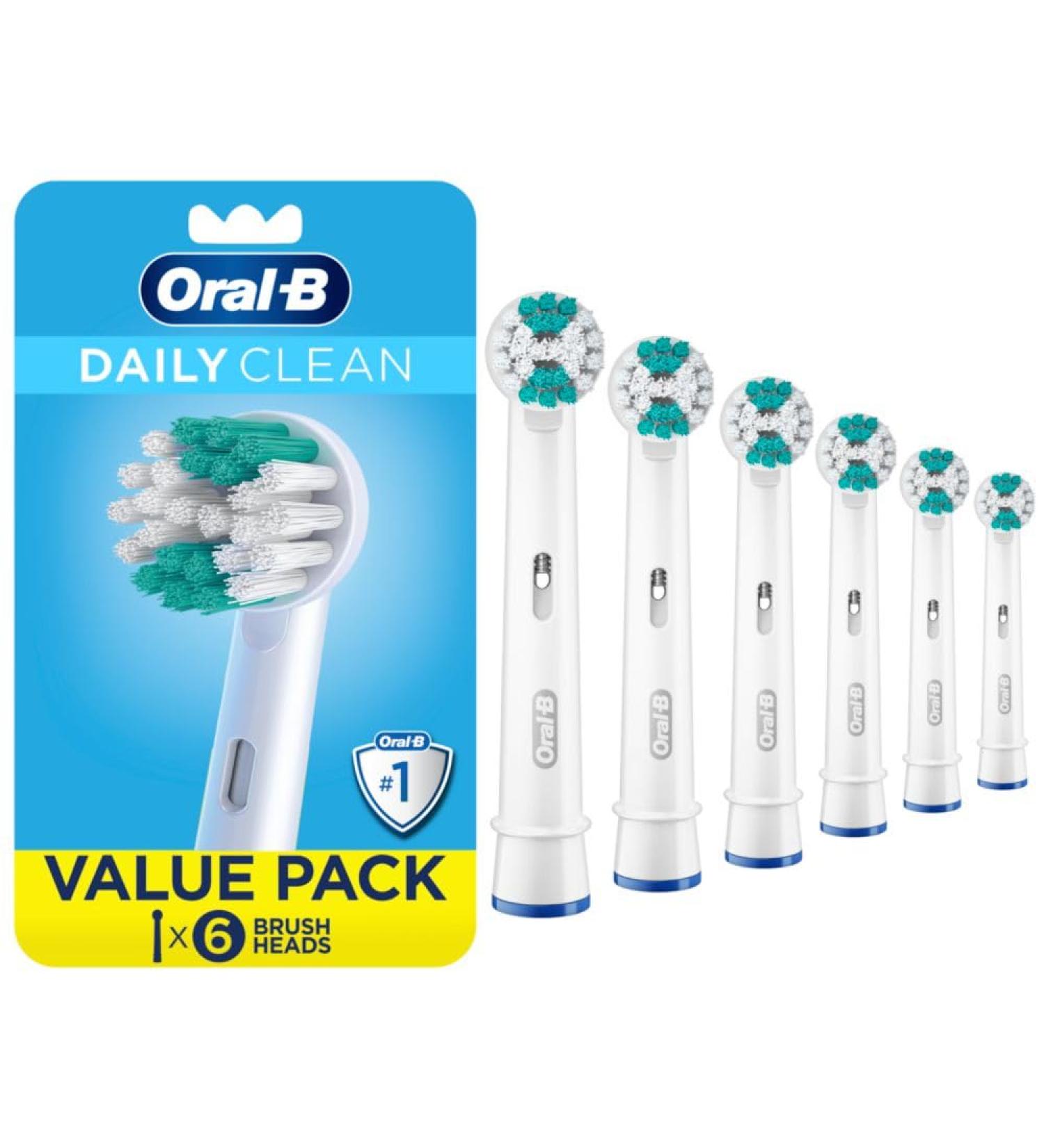 Oral-B Daily Clean Replacement Brush Heads | Pack of 6 for Electric Toothbrush | International Shipping Available - Buy Online on GoSupps.com