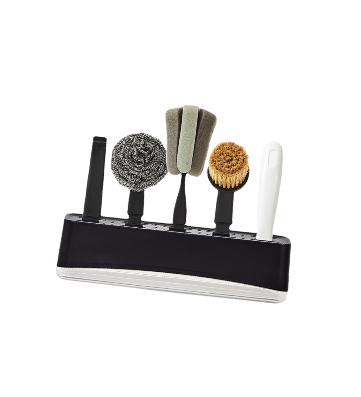 Ioensy Kitchen Cleaning Brush Dish Brushes Sponge Brush with Drain Rack for Home Counters - Buy Online on GoSupps.com